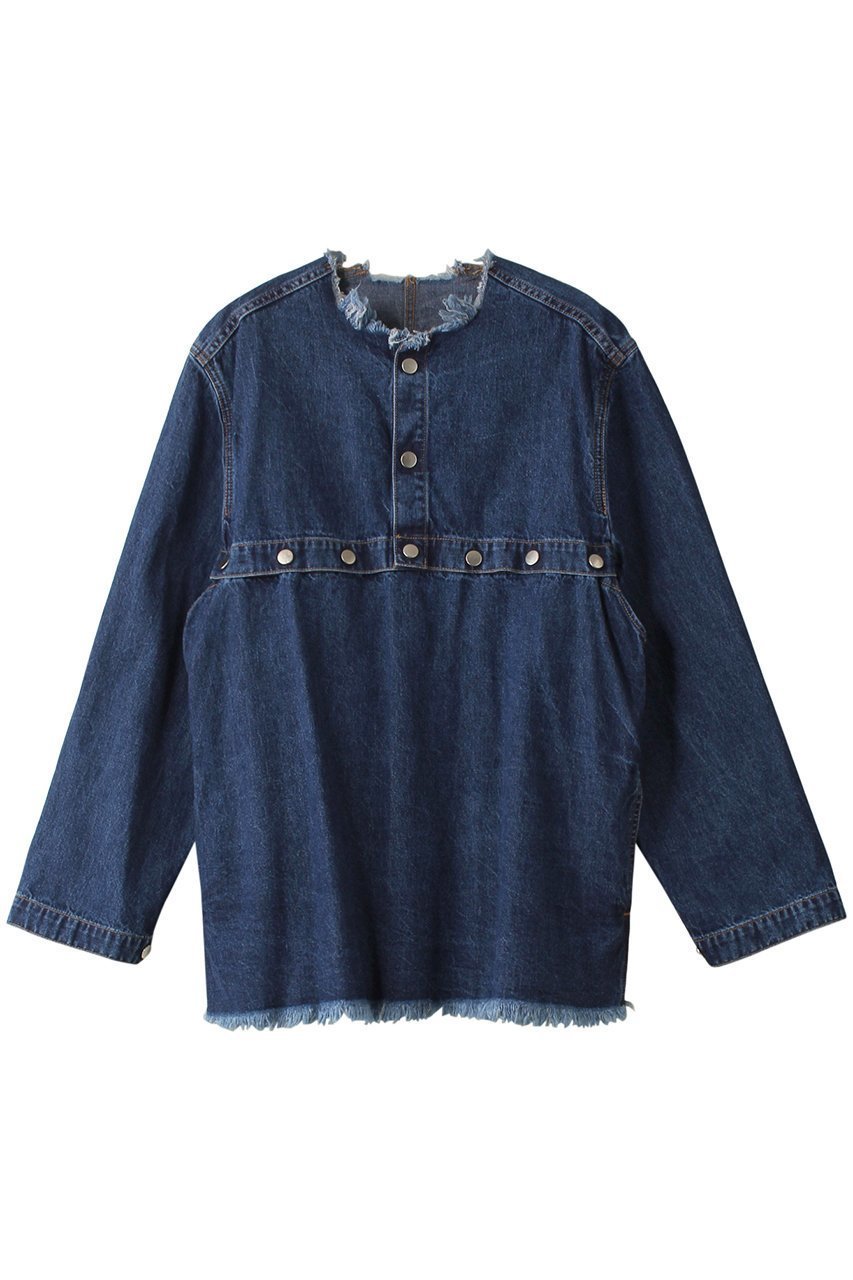 【カレンテージ/CURRENTAGE】のデニムウェルダープルオーバー インテリア・キッズ・メンズ・レディースファッション・服の通販 founy(ファニー) 　ファッション　Fashion　レディースファッション　Fashion for Women　トップス・カットソー　Cut & Sew Tops　シャツ・ブラウス・オフィスカジュアル　Elegant Blouses & Button-Ups　カジュアルプルオーバー・ニットトップス　Pullovers & Knit Tops / Casual Pullovers　ショート　Short, Short Length　ジャケット　Jacket, Outerwear　スリーブ　Sleeve, Long Sleeve / Short Sleeve　デニム　Denim, Jeans Material　ドット　Polka Dot, Dot Pattern　ロング　Long, Long-Length　インディゴブルー|ID: prp329100004019391 ipo3291000000035367309