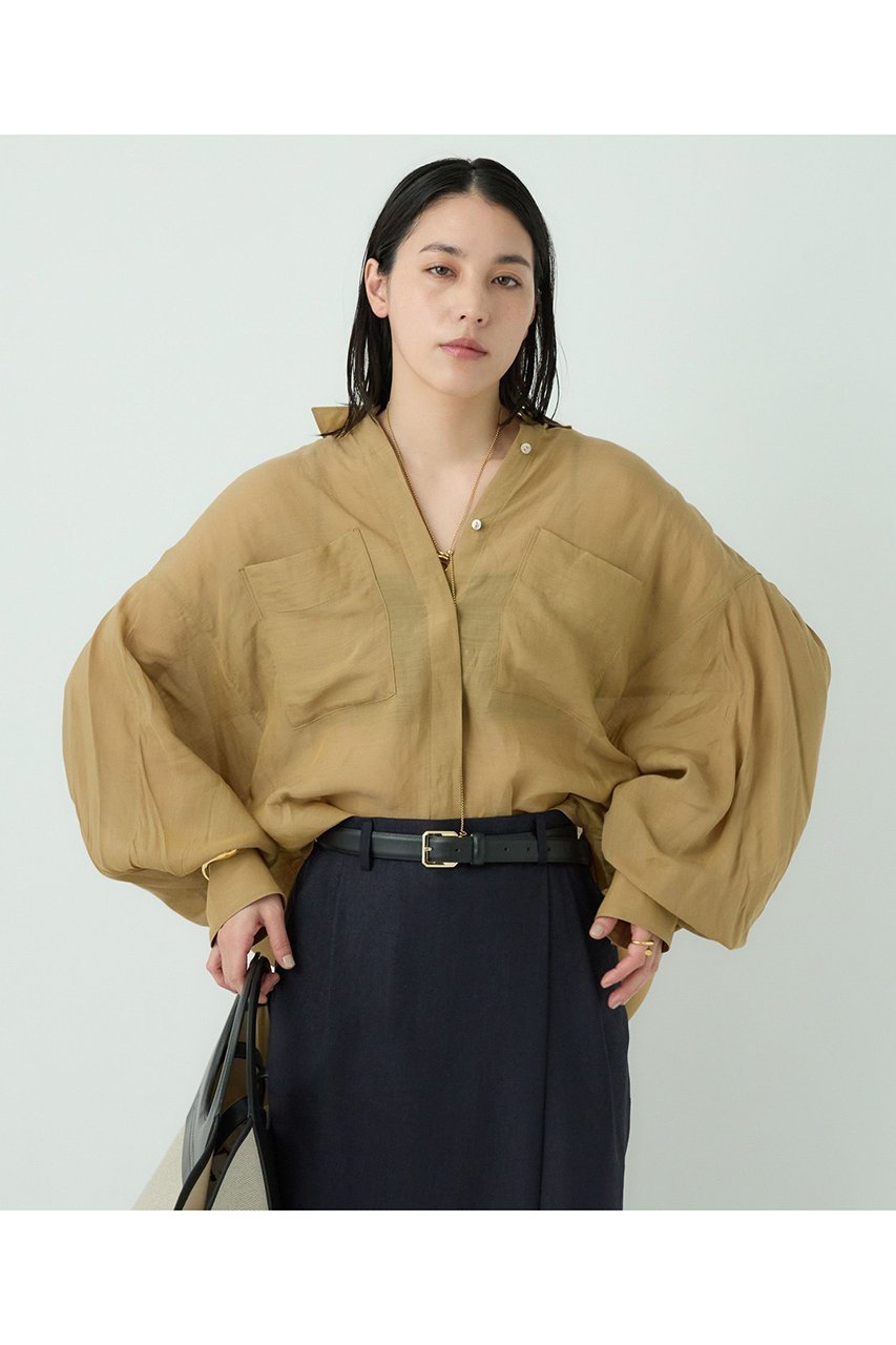 【カオス/Chaos】のランフォートブラウス インテリア・キッズ・メンズ・レディースファッション・服の通販 founy(ファニー) 　ファッション　Fashion　レディースファッション　Fashion for Women　トップス・カットソー　Cut & Sew Tops　シャツ・ブラウス・オフィスカジュアル　Elegant Blouses & Button-Ups　スリーブ　Sleeve, Long Sleeve / Short Sleeve　フォルム　Silhouette, Form　ロング　Long, Long-Length　キャメル|ID: prp329100004019393 ipo3291000000032905569