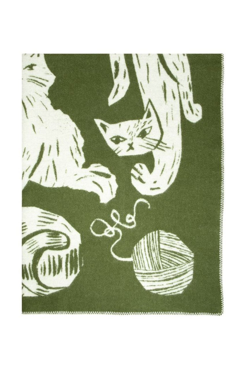 【ラプアン カンクリ/LAPUAN KANKURIT / GOODS】のKISSANPAIVAT ウールブランケット インテリア・キッズ・メンズ・レディースファッション・服の通販 founy(ファニー) 　ネコ　Cat, Feline Motif　ブランケット　Blanket, Throw Blanket　再入荷　Restock / Back in Stock　羽織　Haori, Light Jacket　オリーブ-ホワイト|ID: prp329100004019436 ipo3291000000034628149