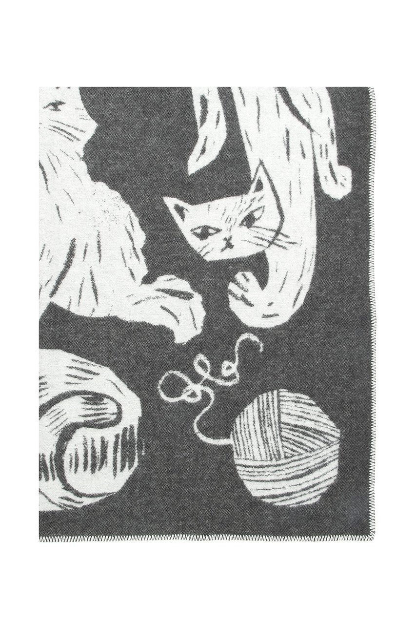 【ラプアン カンクリ/LAPUAN KANKURIT / GOODS】のKISSANPAIVAT ウールブランケット インテリア・キッズ・メンズ・レディースファッション・服の通販 founy(ファニー) 　ネコ　Cat, Feline Motif　ブランケット　Blanket, Throw Blanket　再入荷　Restock / Back in Stock　羽織　Haori, Light Jacket　ダークグレー×ホワイト|ID: prp329100004019436 ipo3291000000034628150