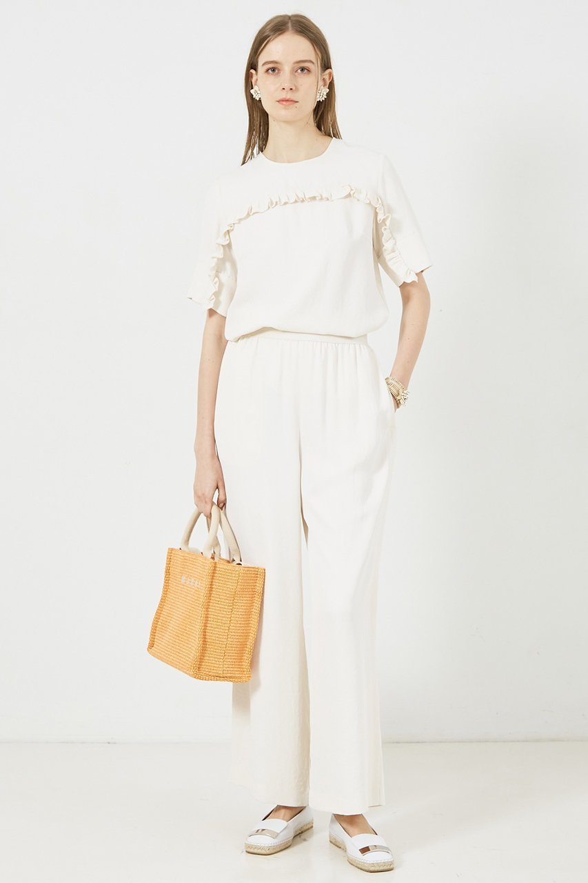 【デザイン ワークス/DESIGN WORKS】のウエストゴムワイドパンツ 人気、トレンドファッション・服の通販 founy(ファニー) 　ファッション　Fashion　レディースファッション　WOMEN　パンツ　Pants　おすすめ　Recommend　ストレート　Straight　セットアップ　Set Up　パイピング　Piping　リラックス　Relax　ワイド　Wide　other-7|ID: prp329100004020584 ipo3291000000031446693