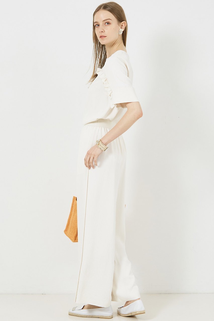 【デザイン ワークス/DESIGN WORKS】のウエストゴムワイドパンツ 人気、トレンドファッション・服の通販 founy(ファニー) 　ファッション　Fashion　レディースファッション　WOMEN　パンツ　Pants　おすすめ　Recommend　ストレート　Straight　セットアップ　Set Up　パイピング　Piping　リラックス　Relax　ワイド　Wide　other-8|ID: prp329100004020584 ipo3291000000031446696