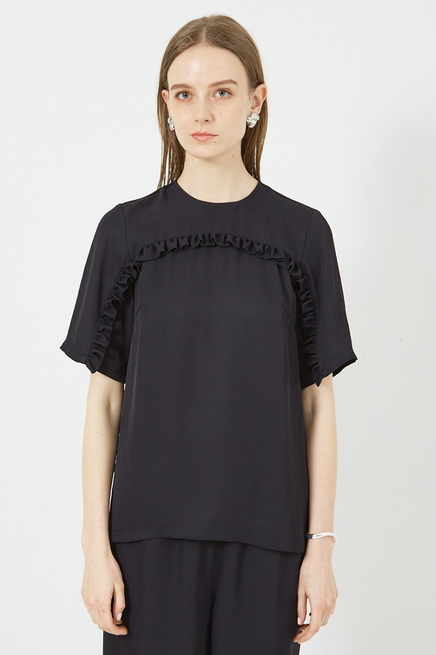 【デザイン ワークス/DESIGN WORKS】のフリルTブラウス 人気、トレンドファッション・服の通販 founy(ファニー) 　ファッション　Fashion　レディースファッション　Fashion for Women　トップス・カットソー　Cut & Sew Tops　シャツ・ブラウス・オフィスカジュアル　Elegant Blouses & Button-Ups　おすすめ　Recommended / Our Picks　ショート　Short, Short Length　シンプル　Simple, Minimal　スリーブ　Sleeve, Long Sleeve / Short Sleeve　セットアップ　Set-Up, Coordinated Outfit　ドレープ　Drape, Draping Fabric　フリル　Frill, Ruffle　ラッフル　Ruffle, Frill　other-6|ID: prp329100004020587 ipo3291000000032907284