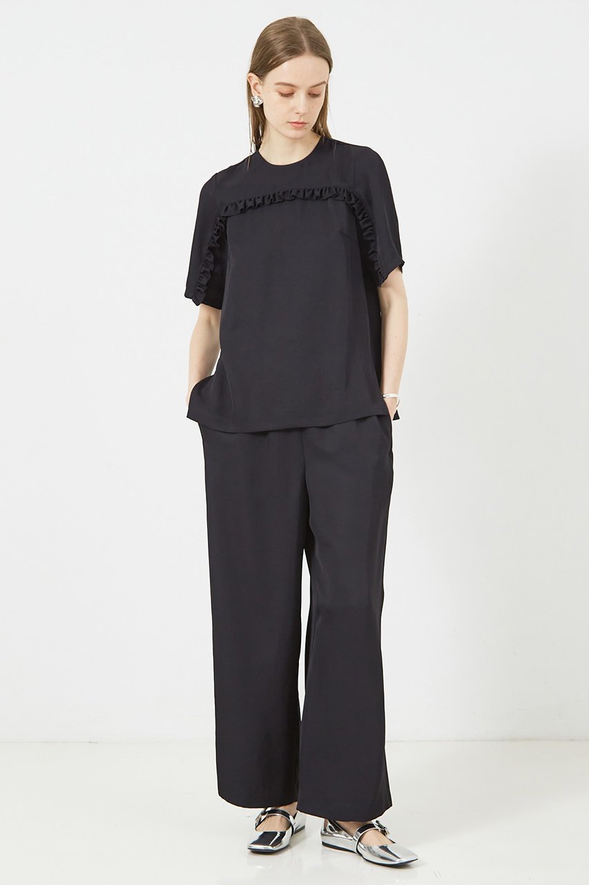 【デザイン ワークス/DESIGN WORKS】のフリルTブラウス 人気、トレンドファッション・服の通販 founy(ファニー) 　ファッション　Fashion　レディースファッション　Fashion for Women　トップス・カットソー　Cut & Sew Tops　シャツ・ブラウス・オフィスカジュアル　Elegant Blouses & Button-Ups　おすすめ　Recommended / Our Picks　ショート　Short, Short Length　シンプル　Simple, Minimal　スリーブ　Sleeve, Long Sleeve / Short Sleeve　セットアップ　Set-Up, Coordinated Outfit　ドレープ　Drape, Draping Fabric　フリル　Frill, Ruffle　ラッフル　Ruffle, Frill　other-3|ID: prp329100004020587 ipo3291000000034956025