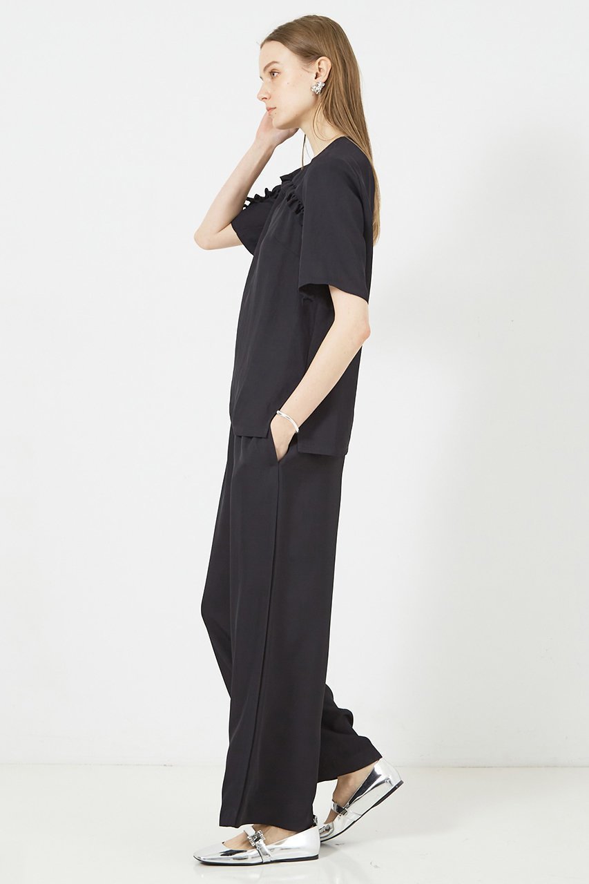 【デザイン ワークス/DESIGN WORKS】のフリルTブラウス 人気、トレンドファッション・服の通販 founy(ファニー) 　ファッション　Fashion　レディースファッション　Fashion for Women　トップス・カットソー　Cut & Sew Tops　シャツ・ブラウス・オフィスカジュアル　Elegant Blouses & Button-Ups　おすすめ　Recommended / Our Picks　ショート　Short, Short Length　シンプル　Simple, Minimal　スリーブ　Sleeve, Long Sleeve / Short Sleeve　セットアップ　Set-Up, Coordinated Outfit　ドレープ　Drape, Draping Fabric　フリル　Frill, Ruffle　ラッフル　Ruffle, Frill　other-4|ID: prp329100004020587 ipo3291000000034956027