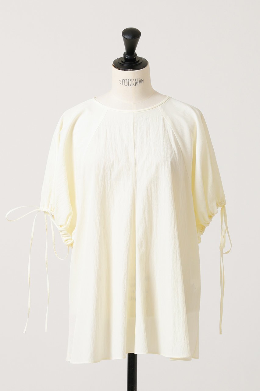 【デザイン ワークス/DESIGN WORKS】のリボンスリーブブラウス 人気、トレンドファッション・服の通販 founy(ファニー) 　ファッション　Fashion　レディースファッション　Fashion for Women　トップス・カットソー　Cut & Sew Tops　シャツ・ブラウス・オフィスカジュアル　Elegant Blouses & Button-Ups　エアリー　Airy Texture　エレガント 上品　Elegant　ギャザー　Gathered, Ruffled　シアー　Sheer, See-Through　ショート　Short, Short Length　スリーブ　Sleeve, Long Sleeve / Short Sleeve　バルーン　Balloon, Balloon Silhouette　リボン　Ribbon, Bow　 other-1|ID: prp329100004020600 ipo3291000000034956030