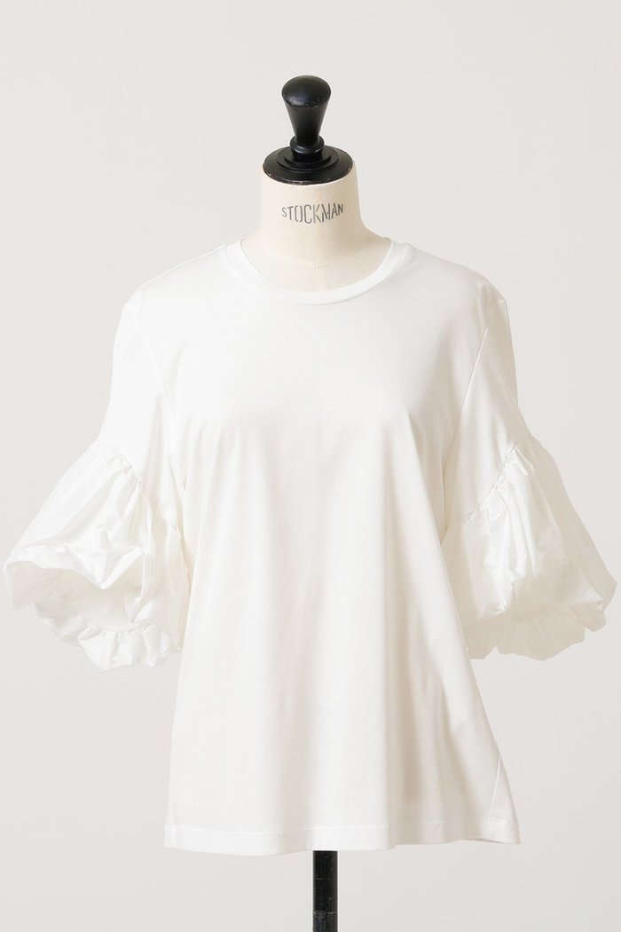 【デザイン ワークス/DESIGN WORKS】のバルーンスリーブTシャツ インテリア・キッズ・メンズ・レディースファッション・服の通販 founy(ファニー) https://founy.com/ ファッション Fashion レディースファッション Fashion for Women トップス・カットソー Cut & Sew Tops シャツ・ブラウス・オフィスカジュアル Elegant Blouses & Button-Ups ロングTシャツ・Tシャツ Longline T-Shirts & Tees カットソー・ベーシックTシャツ Cut-and-Sewn Tops / Stretch Tees & Basics おすすめ Recommended / Our Picks カットソー Cut and Sewn Top コンパクト Compact, Small Size ショート Short, Short Length スリーブ Sleeve, Long Sleeve / Short Sleeve タフタ Taffeta, Structured Fabric バルーン Balloon, Balloon Silhouette ボトム Bottoms, Lower Wear |ID: prp329100004020601 ipo3291000000032916749