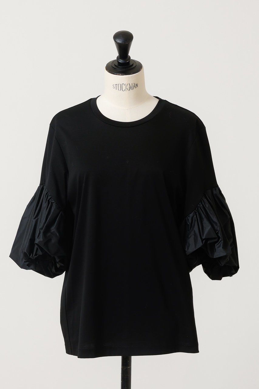 【デザイン ワークス/DESIGN WORKS】のバルーンスリーブTシャツ インテリア・キッズ・メンズ・レディースファッション・服の通販 founy(ファニー) 　ファッション　Fashion　レディースファッション　Fashion for Women　トップス・カットソー　Cut & Sew Tops　シャツ・ブラウス・オフィスカジュアル　Elegant Blouses & Button-Ups　ロングTシャツ・Tシャツ　Longline T-Shirts & Tees　カットソー・ベーシックTシャツ　Cut-and-Sewn Tops / Stretch Tees & Basics　おすすめ　Recommended / Our Picks　カットソー　Cut and Sewn Top　コンパクト　Compact, Small Size　ショート　Short, Short Length　スリーブ　Sleeve, Long Sleeve / Short Sleeve　タフタ　Taffeta, Structured Fabric　バルーン　Balloon, Balloon Silhouette　ボトム　Bottoms, Lower Wear　ブラック|ID: prp329100004020601 ipo3291000000032916767