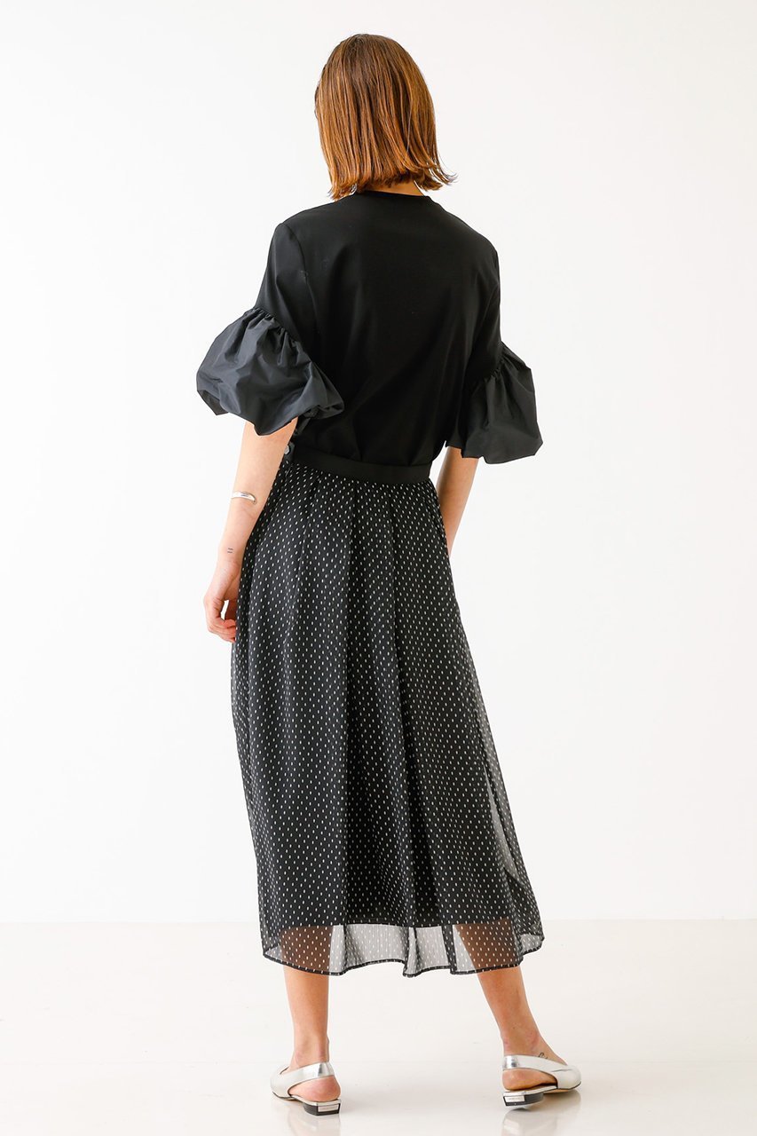 【デザイン ワークス/DESIGN WORKS】のバルーンスリーブTシャツ 人気、トレンドファッション・服の通販 founy(ファニー) 　ファッション　Fashion　レディースファッション　Fashion for Women　トップス・カットソー　Cut & Sew Tops　シャツ・ブラウス・オフィスカジュアル　Elegant Blouses & Button-Ups　ロングTシャツ・Tシャツ　Longline T-Shirts & Tees　カットソー・ベーシックTシャツ　Cut-and-Sewn Tops / Stretch Tees & Basics　おすすめ　Recommended / Our Picks　カットソー　Cut and Sewn Top　コンパクト　Compact, Small Size　ショート　Short, Short Length　スリーブ　Sleeve, Long Sleeve / Short Sleeve　タフタ　Taffeta, Structured Fabric　バルーン　Balloon, Balloon Silhouette　ボトム　Bottoms, Lower Wear　other-4|ID: prp329100004020601 ipo3291000000032916796