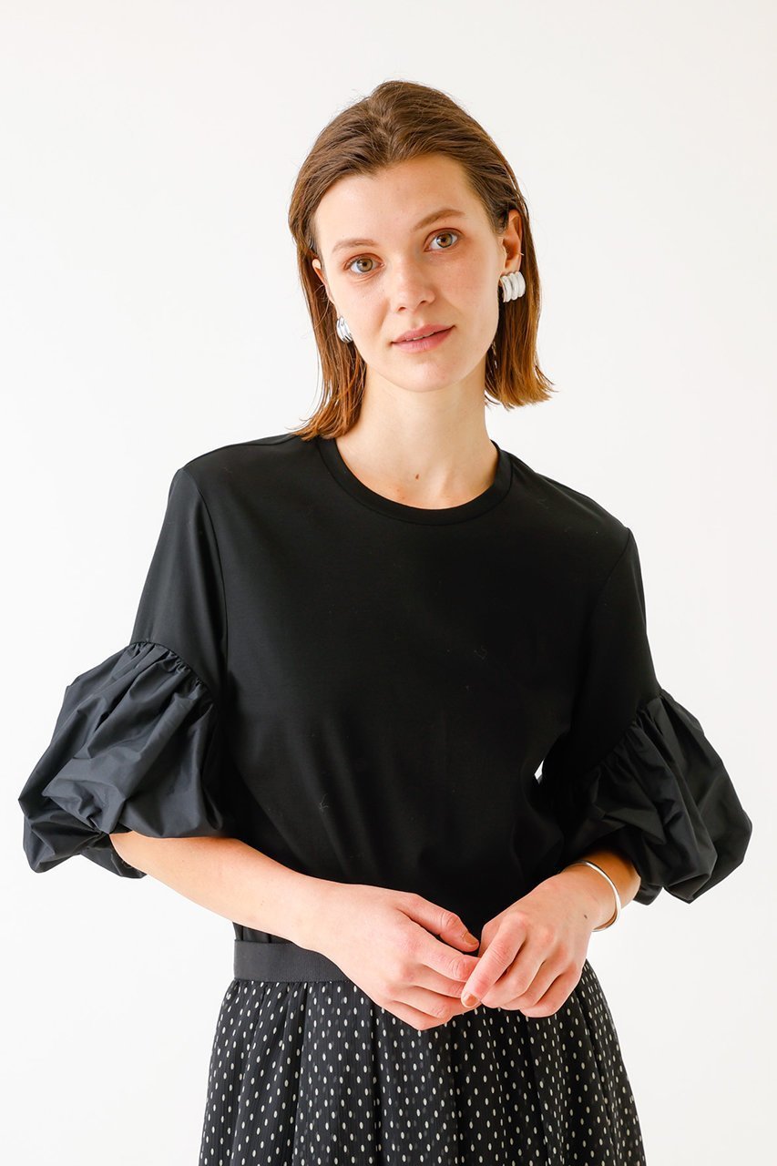 【デザイン ワークス/DESIGN WORKS】のバルーンスリーブTシャツ 人気、トレンドファッション・服の通販 founy(ファニー) 　ファッション　Fashion　レディースファッション　Fashion for Women　トップス・カットソー　Cut & Sew Tops　シャツ・ブラウス・オフィスカジュアル　Elegant Blouses & Button-Ups　ロングTシャツ・Tシャツ　Longline T-Shirts & Tees　カットソー・ベーシックTシャツ　Cut-and-Sewn Tops / Stretch Tees & Basics　おすすめ　Recommended / Our Picks　カットソー　Cut and Sewn Top　コンパクト　Compact, Small Size　ショート　Short, Short Length　スリーブ　Sleeve, Long Sleeve / Short Sleeve　タフタ　Taffeta, Structured Fabric　バルーン　Balloon, Balloon Silhouette　ボトム　Bottoms, Lower Wear　other-5|ID: prp329100004020601 ipo3291000000032916806