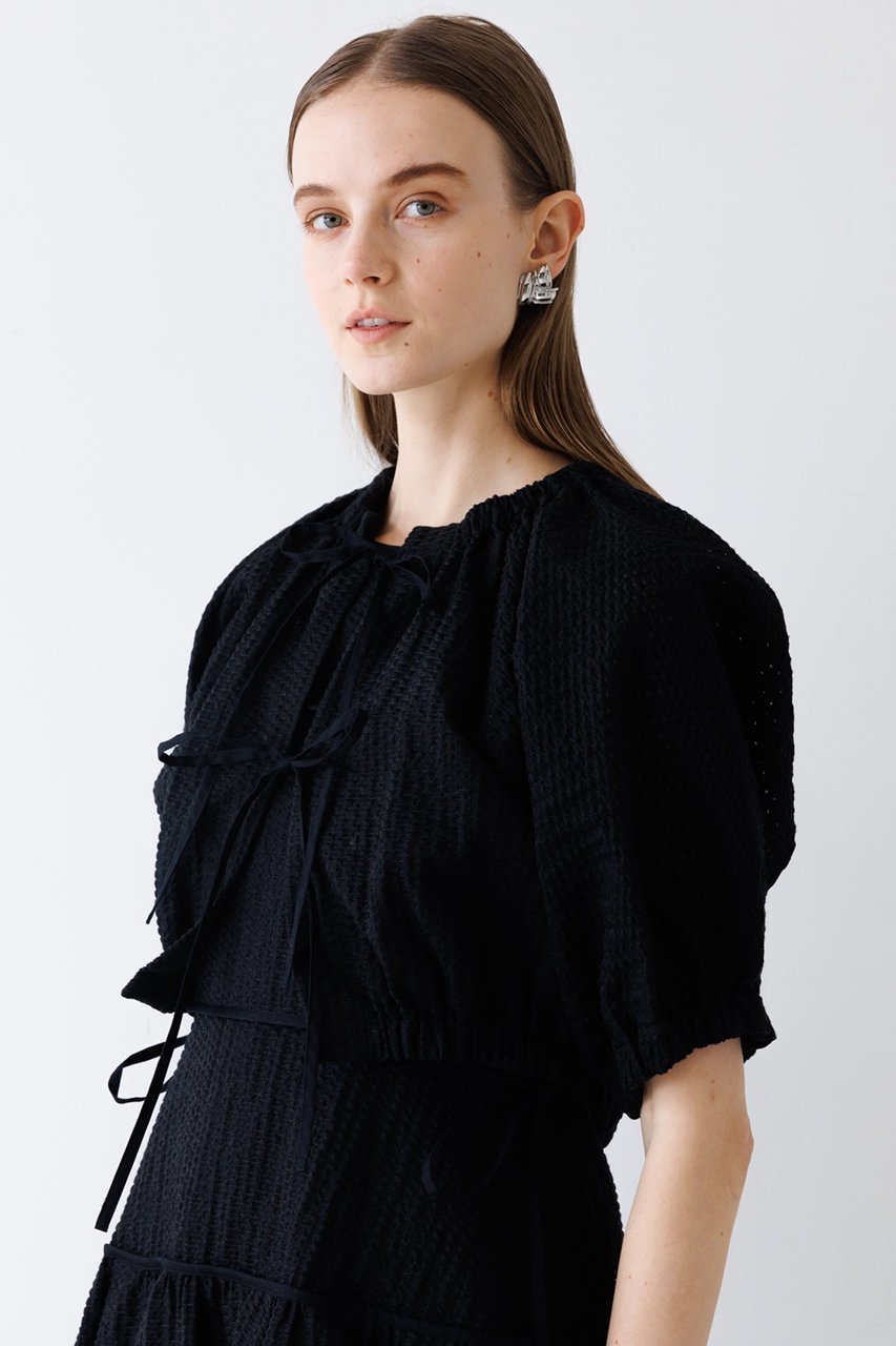 【デザイン ワークス/DESIGN WORKS】の【BEAUVET】コットンメッシュボレロ 人気、トレンドファッション・服の通販 founy(ファニー) 　ファッション　Fashion　レディースファッション　Fashion for Women　トップス・カットソー　Cut & Sew Tops　ニット　Knit Tops & Sweaters　カーディガン・羽織り　Layered Style Cardigans　カーディガン　Cardigan, Knitwear　ショート　Short, Short Length　フェミニン　Feminine, Girly　フォルム　Silhouette, Form　フロント　Front, Front Design　ボレロ　Bolero, Short Cardigan　リボン　Ribbon, Bow　羽織　Haori, Light Jacket　other-7|ID: prp329100004020609 ipo3291000000035550539