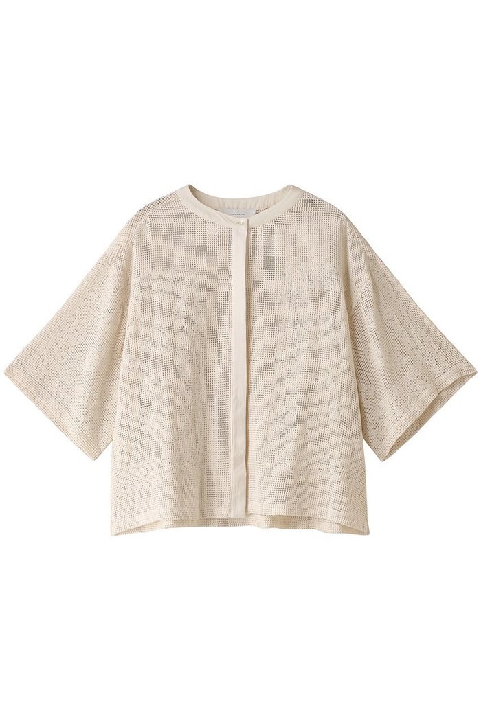 【プルミエ アロンディスモン/1er Arrondissement】の【normment】コットンメッシュレースブラウス インテリア・キッズ・メンズ・レディースファッション・服の通販 founy(ファニー) https://founy.com/ ファッション Fashion レディースファッション Fashion for Women トップス・カットソー Cut & Sew Tops シャツ・ブラウス・オフィスカジュアル Elegant Blouses & Button-Ups ショート Short, Short Length スタンド Stand Collar, Upright Stand スリーブ Sleeve, Long Sleeve / Short Sleeve デニム Denim, Jeans Material ファブリック Fabric, Textile メッシュ Mesh, Net Fabric |ID: prp329100004021515 ipo3291000000032905594