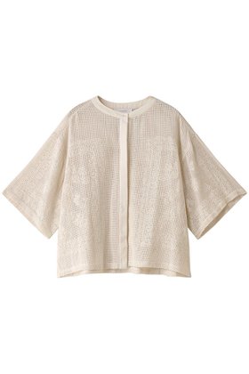 【プルミエ アロンディスモン/1er Arrondissement】 【normment】コットンメッシュレースブラウス人気、トレンドファッション・服の通販 founy(ファニー) ファッション Fashion レディースファッション Fashion for Women トップス・カットソー Cut & Sew Tops シャツ・ブラウス・オフィスカジュアル Elegant Blouses & Button-Ups ショート Short, Short Length スタンド Stand Collar, Upright Stand スリーブ Sleeve, Long Sleeve / Short Sleeve デニム Denim, Jeans Material ファブリック Fabric, Textile メッシュ Mesh, Net Fabric |ID:prp329100004021515