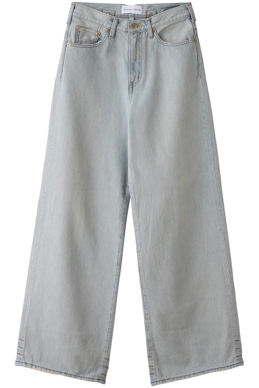 【トゥ エ モン トレゾア/Tu es mon Tresor】のThe Topaz Jean ワイドストレートジーンズ 人気、トレンドファッション・服の通販 founy(ファニー) 　ファッション　Fashion　レディースファッション　Fashion for Women　パンツ　Pants & Trousers　デニムパンツ・ジーンズ・美脚デニム　Denim Jeans & Pants　ジーンズ　Jeans, Denim Pants　ストレート　Straight, Straight Cut　デニム　Denim, Jeans Material　トレンド　Trend, Trending Now　ファブリック　Fabric, Textile　フィット　Fit, Slim Fit　ベロア　Velour, Soft Velvet　リラックス　Relax, Relaxed Fit　レギュラー　Regular, Standard Fit　ワイド　Wide, Wide Fit　日本製　Made In Japan　 other-1|ID: prp329100004021597 ipo3291000000032814410