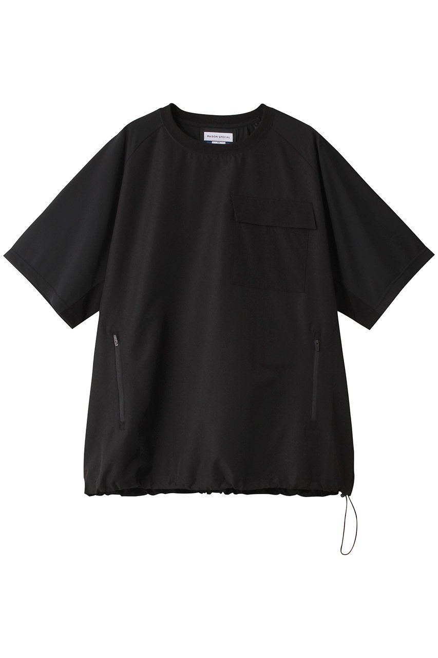 【メゾンスペシャル/MAISON SPECIAL】の【UNISEX】スポーツラインサイドジップTシャツ インテリア・キッズ・メンズ・レディースファッション・服の通販 founy(ファニー) 　ファッション　Fashion　レディースファッション　WOMEN　トップス・カットソー　Tops/Tshirt　シャツ/ブラウス　Shirts/Blouses　ロング / Tシャツ　T-Shirts　カットソー　Cut and Sewn　ユニセックス　Unisex　ショート　Short　スポーティ　Sporty　スリーブ　Sleeve　ドローコード　Draw Cord　モダン　Modern　BLK(ブラック)|ID: prp329100004025081 ipo3291000000026715021