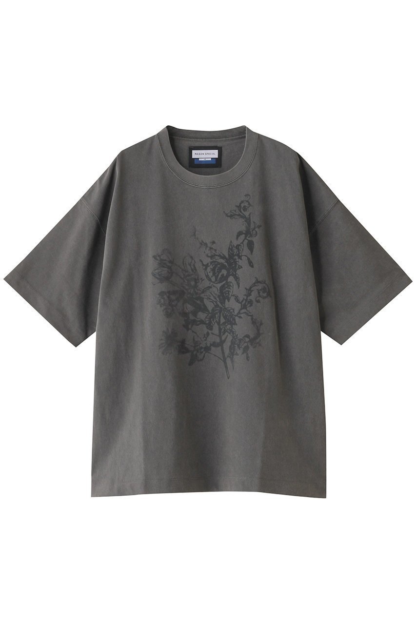 【メゾンスペシャル/MAISON SPECIAL】の【UNISEX】ピグメントダイフラワーフロッキープリントTシャツ インテリア・キッズ・メンズ・レディースファッション・服の通販 founy(ファニー) 　ファッション　Fashion　レディースファッション　WOMEN　トップス・カットソー　Tops/Tshirt　シャツ/ブラウス　Shirts/Blouses　ロング / Tシャツ　T-Shirts　カットソー　Cut and Sewn　ユニセックス　Unisex　ショート　Short　スリーブ　Sleeve　プリント　Print　モチーフ　Motif　ヴィンテージ　Vintage　BLK(ブラック)|ID: prp329100004025106 ipo3291000000026715130