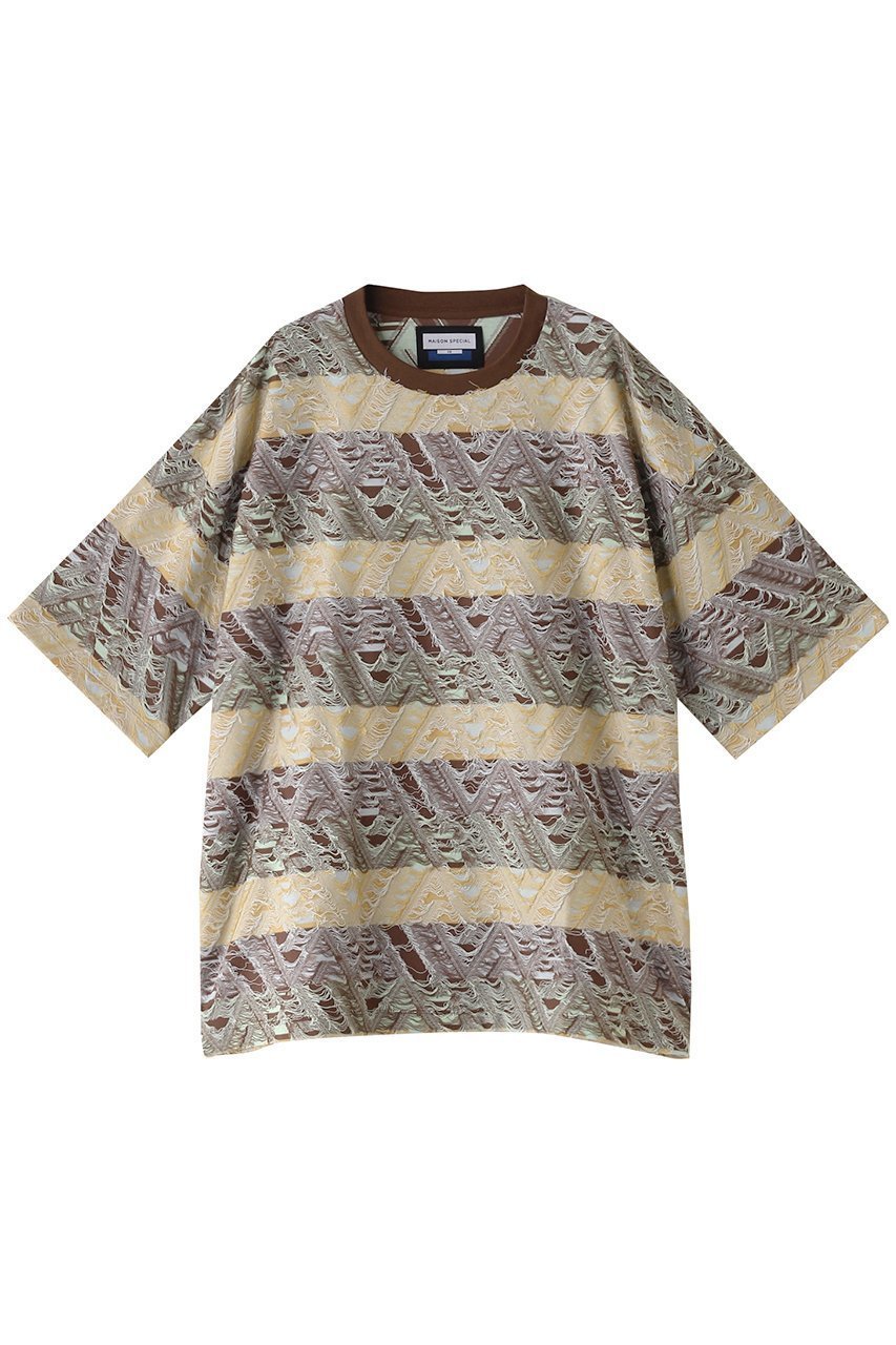 【メゾンスペシャル/MAISON SPECIAL】の【UNISEX】幾何学インレーJQ S/STシャツ インテリア・キッズ・メンズ・レディースファッション・服の通販 founy(ファニー) 　ファッション　Fashion　レディースファッション　Fashion for Women　トップス・カットソー　Cut & Sew Tops　シャツ・ブラウス・オフィスカジュアル　Elegant Blouses & Button-Ups　ロングTシャツ・Tシャツ　Longline T-Shirts & Tees　カットソー・ベーシックTシャツ　Cut-and-Sewn Tops / Stretch Tees & Basics　ユニセックス　Unisex, Genderless　ショート　Short, Short Length　スリーブ　Sleeve, Long Sleeve / Short Sleeve　プリント　Print, Printed Pattern　エレガント 上品　Elegant　GRN(グリーン)|ID: prp329100004025109 ipo3291000000035791899