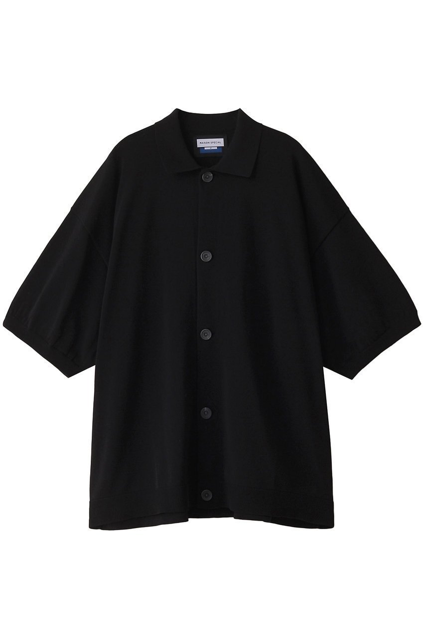 【メゾンスペシャル/MAISON SPECIAL】の【UNISEX】ニットシャツ インテリア・キッズ・メンズ・レディースファッション・服の通販 founy(ファニー) 　ファッション　Fashion　レディースファッション　Fashion for Women　トップス・カットソー　Cut & Sew Tops　ニット　Knit Tops & Sweaters　カーディガン・羽織り　Layered Style Cardigans　シャツ・ブラウス・オフィスカジュアル　Elegant Blouses & Button-Ups　ユニセックス　Unisex, Genderless　カーディガン　Cardigan, Knitwear　シンプル　Simple, Minimal　バランス　Balance, Style Balance　エレガント 上品　Elegant　羽織　Haori, Light Jacket　BLK(ブラック)|ID: prp329100004025113 ipo3291000000032942971
