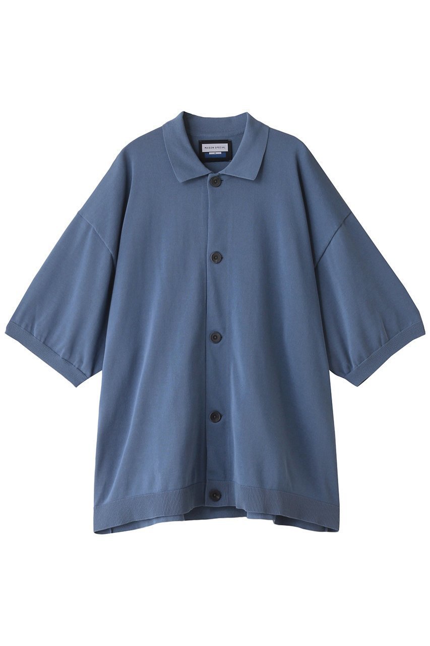 【メゾンスペシャル/MAISON SPECIAL】の【UNISEX】ニットシャツ インテリア・キッズ・メンズ・レディースファッション・服の通販 founy(ファニー) 　ファッション　Fashion　レディースファッション　Fashion for Women　トップス・カットソー　Cut & Sew Tops　ニット　Knit Tops & Sweaters　カーディガン・羽織り　Layered Style Cardigans　シャツ・ブラウス・オフィスカジュアル　Elegant Blouses & Button-Ups　ユニセックス　Unisex, Genderless　カーディガン　Cardigan, Knitwear　シンプル　Simple, Minimal　バランス　Balance, Style Balance　エレガント 上品　Elegant　羽織　Haori, Light Jacket　BLU(ブルー)|ID: prp329100004025113 ipo3291000000032942976