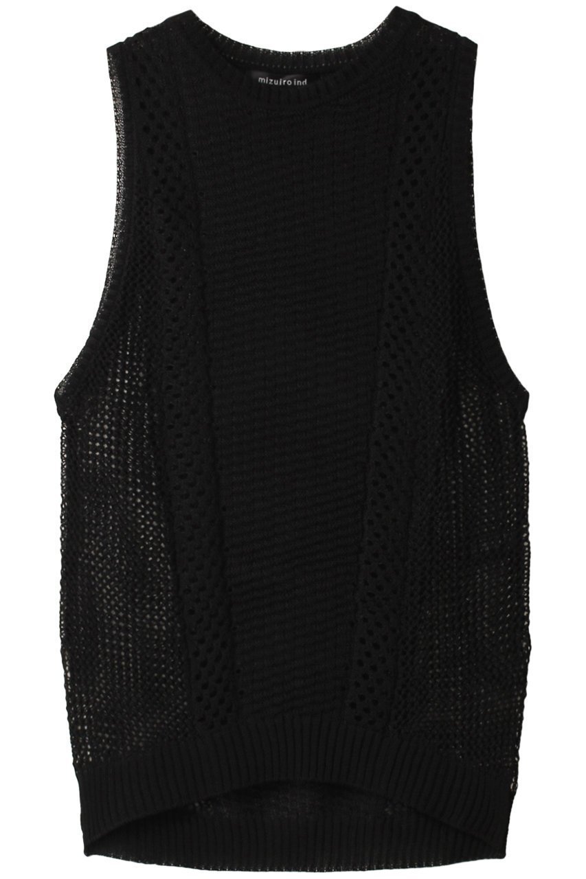 【ミズイロ インド/mizuiro ind】のmesh pattern vest ベスト インテリア・キッズ・メンズ・レディースファッション・服の通販 founy(ファニー) 　ファッション　Fashion　レディースファッション　WOMEN　トップス・カットソー　Tops/Tshirt　ニット　Knit Tops　ベスト/ジレ　Gilets/Vests　プルオーバー　Pullover　S/S・春夏　Ss・Spring/Summer　パターン　Pattern　ベスト　Vest　夏　Summer　春　Spring　ブラック|ID: prp329100004025115 ipo3291000000026715289