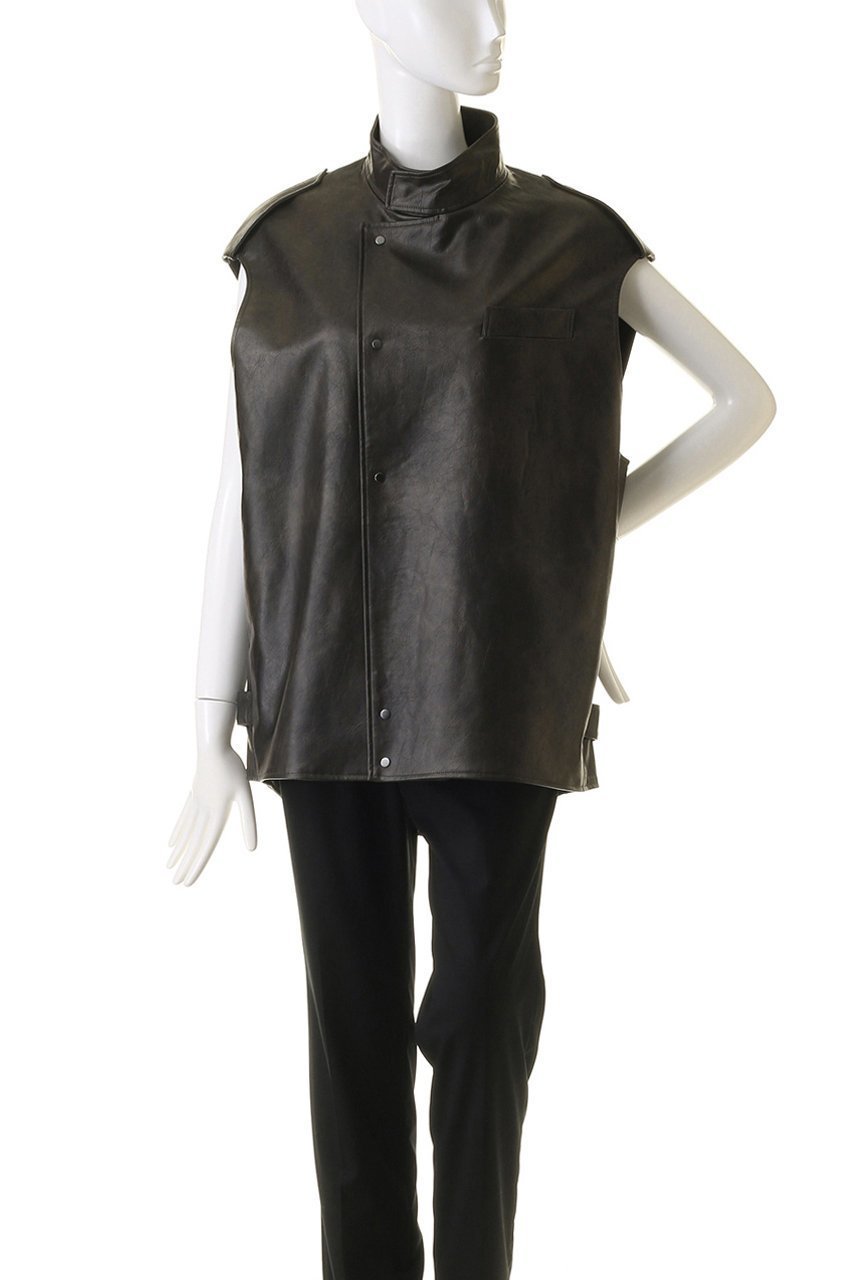 【スタニングルアー/STUNNING LURE】のrヴィンテージレザーベスト 人気、トレンドファッション・服の通販 founy(ファニー) 　ファッション　Fashion　レディースファッション　WOMEN　アウター　Coat Outerwear　ジャケット　Jackets　シンプル　Simple　ジャケット　Jacket　スタンド　Stand　ドット　Dot　ベスト　Vest　ポケット　Pocket　ラウンド　Round　ヴィンテージ　Vintage　other-2|ID: prp329100004025156 ipo3291000000031406031