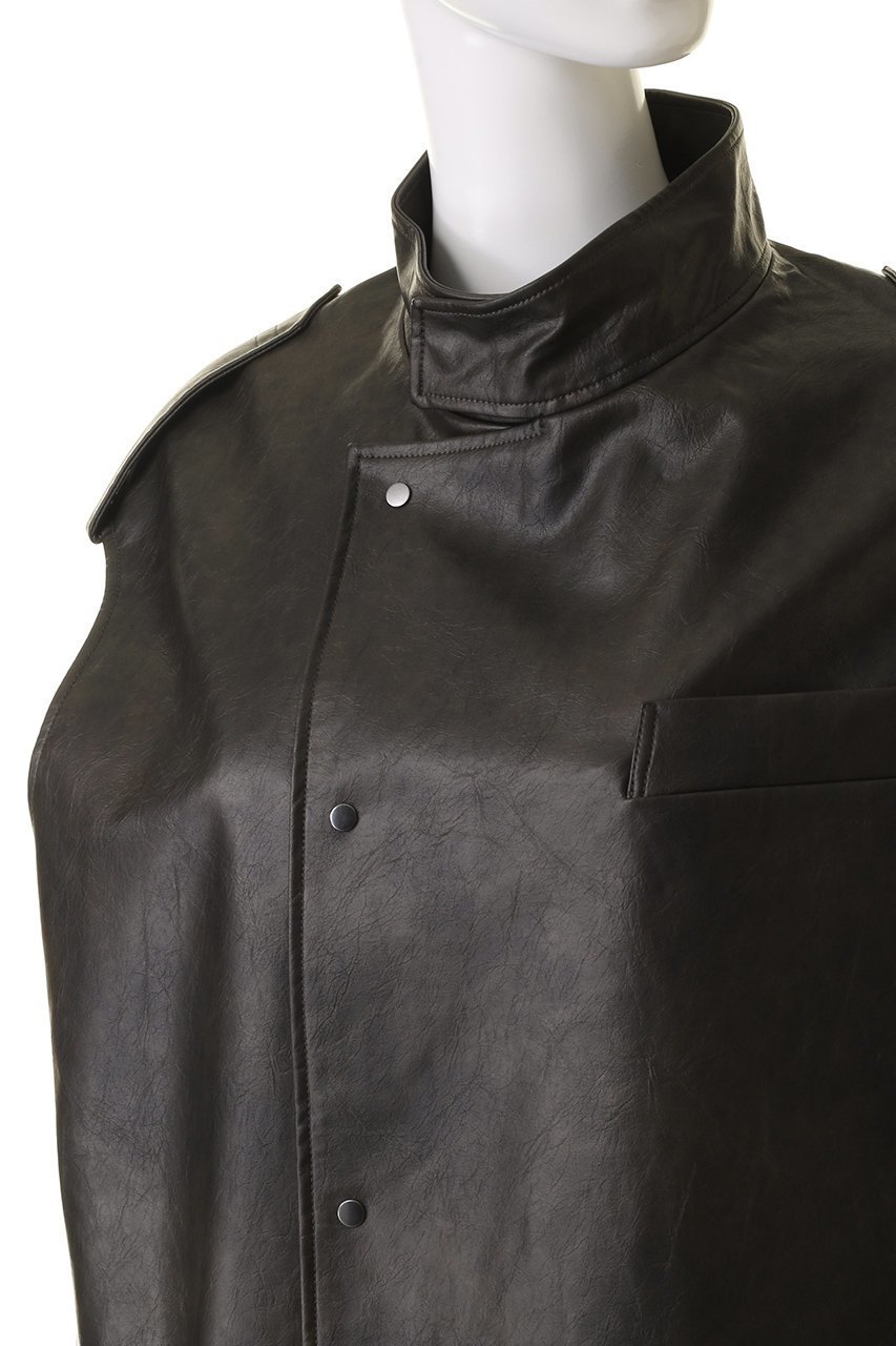 【スタニングルアー/STUNNING LURE】のrヴィンテージレザーベスト 人気、トレンドファッション・服の通販 founy(ファニー) 　ファッション　Fashion　レディースファッション　WOMEN　アウター　Coat Outerwear　ジャケット　Jackets　シンプル　Simple　ジャケット　Jacket　スタンド　Stand　ドット　Dot　ベスト　Vest　ポケット　Pocket　ラウンド　Round　ヴィンテージ　Vintage　other-5|ID: prp329100004025156 ipo3291000000031406037