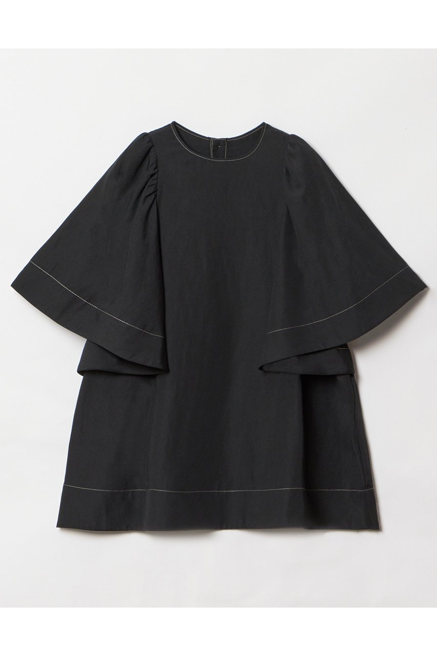 【ハウス オブ ロータス/HOUSE OF LOTUS】のバイカラーステッチブラウス インテリア・キッズ・メンズ・レディースファッション・服の通販 founy(ファニー) 　ファッション　Fashion　レディースファッション　Fashion for Women　トップス・カットソー　Cut & Sew Tops　シャツ・ブラウス・オフィスカジュアル　Elegant Blouses & Button-Ups　ショート　Short, Short Length　スリーブ　Sleeve, Long Sleeve / Short Sleeve　タンブラー　Tumbler, Travel Mug　フレア　Flare, Flared　リネン　Linen, Linen Fabric　エレガント 上品　Elegant　ブラック|ID: prp329100004025923 ipo3291000000032907715