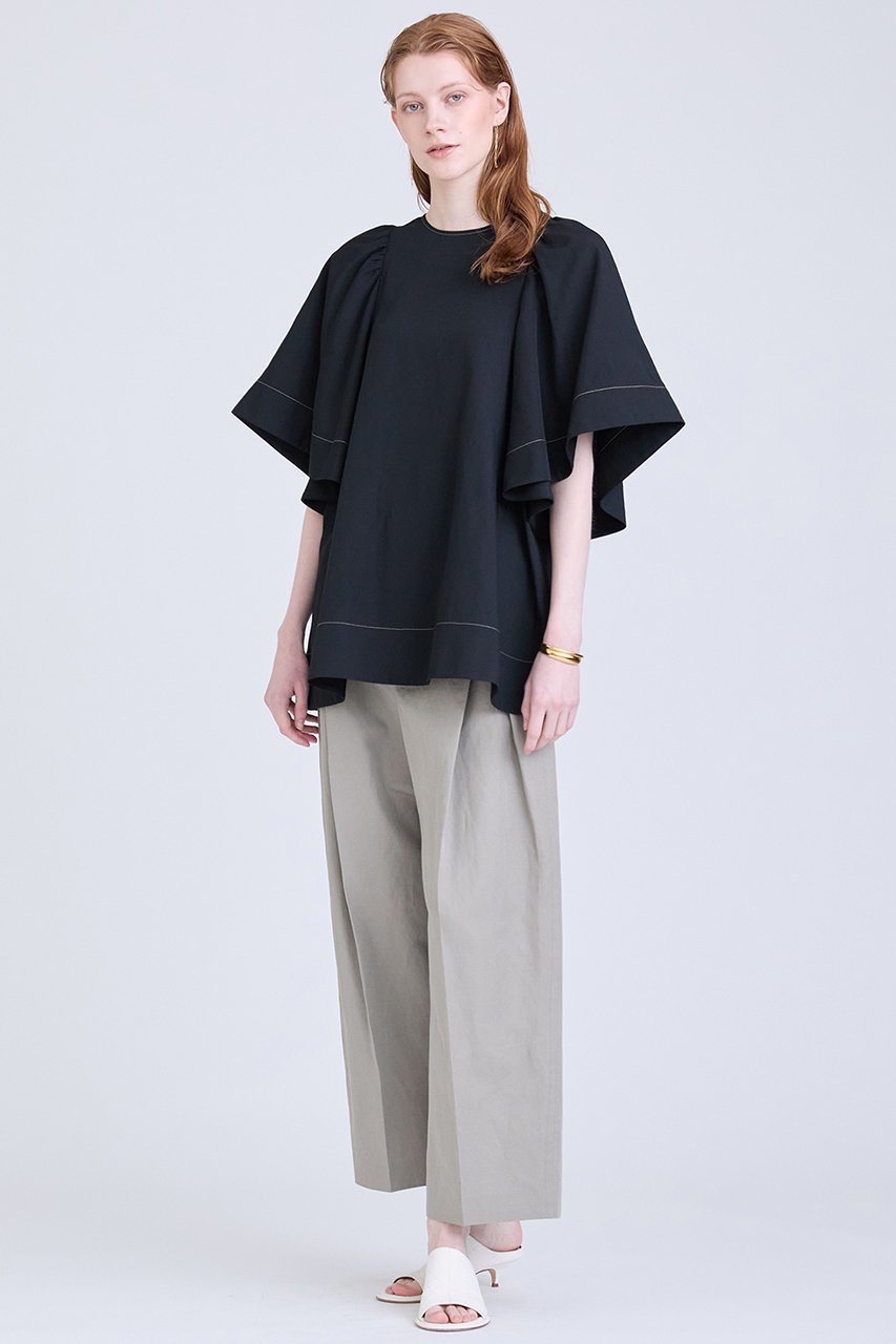 【ハウス オブ ロータス/HOUSE OF LOTUS】のバイカラーステッチブラウス 人気、トレンドファッション・服の通販 founy(ファニー) 　ファッション　Fashion　レディースファッション　Fashion for Women　トップス・カットソー　Cut & Sew Tops　シャツ・ブラウス・オフィスカジュアル　Elegant Blouses & Button-Ups　ショート　Short, Short Length　スリーブ　Sleeve, Long Sleeve / Short Sleeve　タンブラー　Tumbler, Travel Mug　フレア　Flare, Flared　リネン　Linen, Linen Fabric　エレガント 上品　Elegant　other-2|ID: prp329100004025923 ipo3291000000032907718