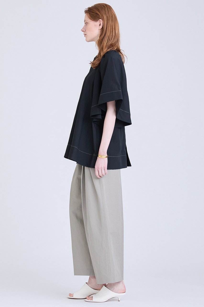 【ハウス オブ ロータス/HOUSE OF LOTUS】のバイカラーステッチブラウス 人気、トレンドファッション・服の通販 founy(ファニー) 　ファッション　Fashion　レディースファッション　Fashion for Women　トップス・カットソー　Cut & Sew Tops　シャツ・ブラウス・オフィスカジュアル　Elegant Blouses & Button-Ups　ショート　Short, Short Length　スリーブ　Sleeve, Long Sleeve / Short Sleeve　タンブラー　Tumbler, Travel Mug　フレア　Flare, Flared　リネン　Linen, Linen Fabric　エレガント 上品　Elegant　other-3|ID: prp329100004025923 ipo3291000000032907721