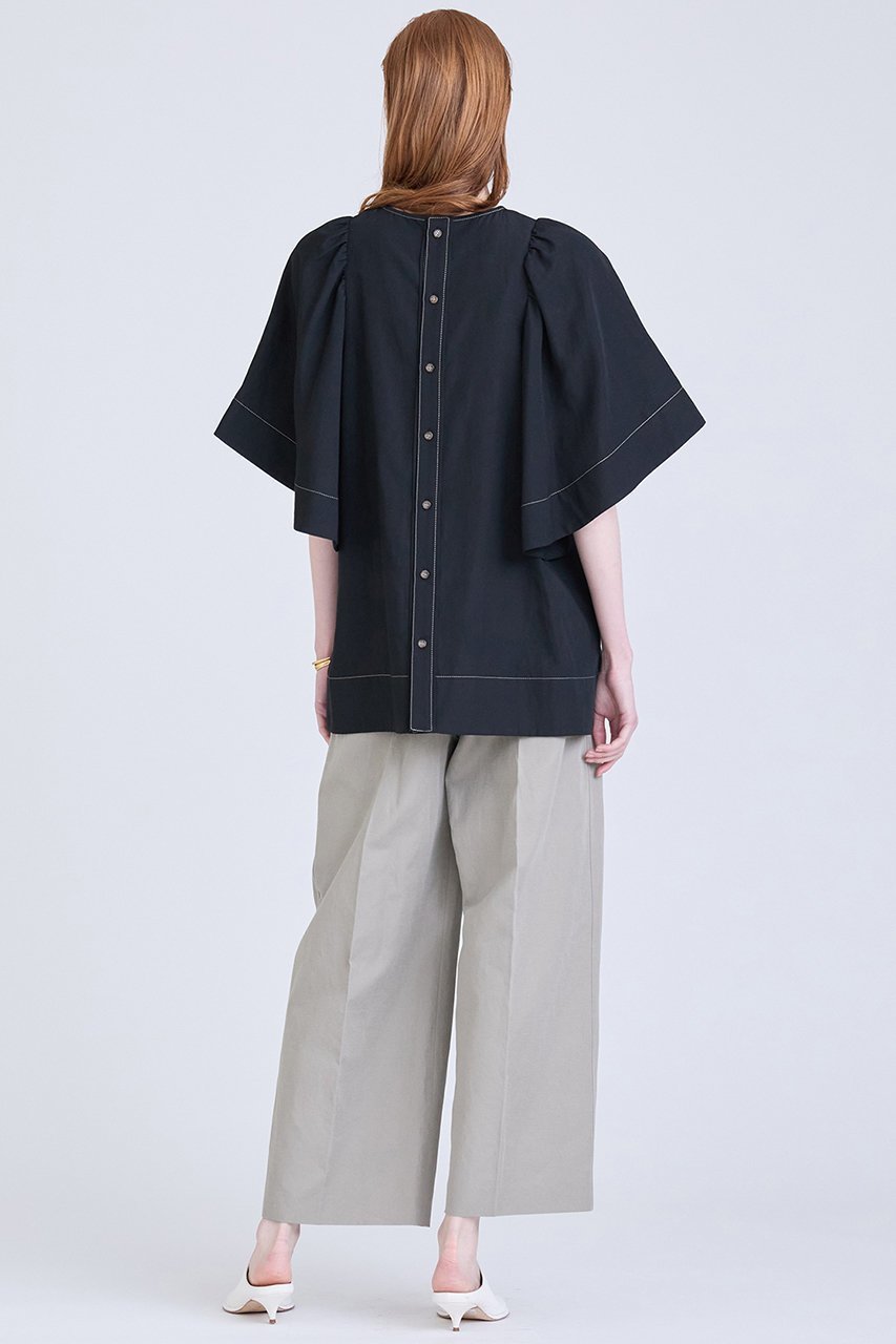 【ハウス オブ ロータス/HOUSE OF LOTUS】のバイカラーステッチブラウス 人気、トレンドファッション・服の通販 founy(ファニー) 　ファッション　Fashion　レディースファッション　Fashion for Women　トップス・カットソー　Cut & Sew Tops　シャツ・ブラウス・オフィスカジュアル　Elegant Blouses & Button-Ups　ショート　Short, Short Length　スリーブ　Sleeve, Long Sleeve / Short Sleeve　タンブラー　Tumbler, Travel Mug　フレア　Flare, Flared　リネン　Linen, Linen Fabric　エレガント 上品　Elegant　other-4|ID: prp329100004025923 ipo3291000000032907724