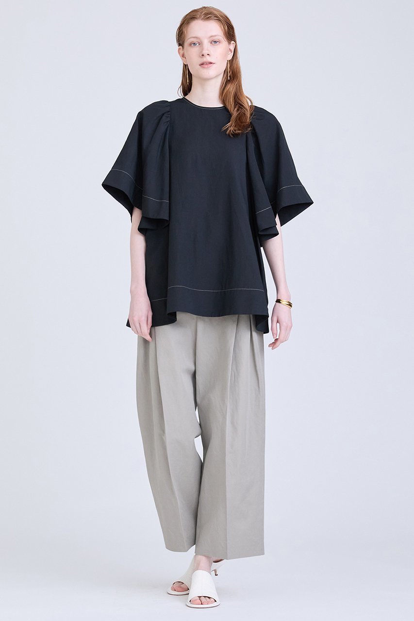 【ハウス オブ ロータス/HOUSE OF LOTUS】のバイカラーステッチブラウス 人気、トレンドファッション・服の通販 founy(ファニー) 　ファッション　Fashion　レディースファッション　Fashion for Women　トップス・カットソー　Cut & Sew Tops　シャツ・ブラウス・オフィスカジュアル　Elegant Blouses & Button-Ups　ショート　Short, Short Length　スリーブ　Sleeve, Long Sleeve / Short Sleeve　タンブラー　Tumbler, Travel Mug　フレア　Flare, Flared　リネン　Linen, Linen Fabric　エレガント 上品　Elegant　other-5|ID: prp329100004025923 ipo3291000000032907726
