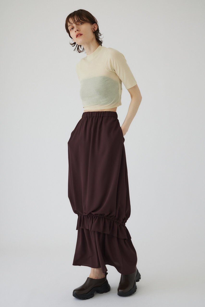 【リムアーク/RIM.ARK】のGeorgette balloon SK/スカート 人気、トレンドファッション・服の通販 founy(ファニー) 　ファッション　Fashion　レディースファッション　Fashion for Women　スカート　Skirts　ロングスカート　Long Skirts / Maxi & Midi Skirts　シンプル　Simple, Minimal　ジョーゼット　Georgette, Semi-Sheer Fabric　ドッキング　Docking, Mixed Material　ドレープ　Drape, Draping Fabric　バランス　Balance, Style Balance　バルーン　Balloon, Balloon Silhouette　リラックス　Relax, Relaxed Fit　ロング　Long, Long-Length　エレガント 上品　Elegant　洗える　Machine Washable　other-2|ID: prp329100004027073 ipo3291000000032822907