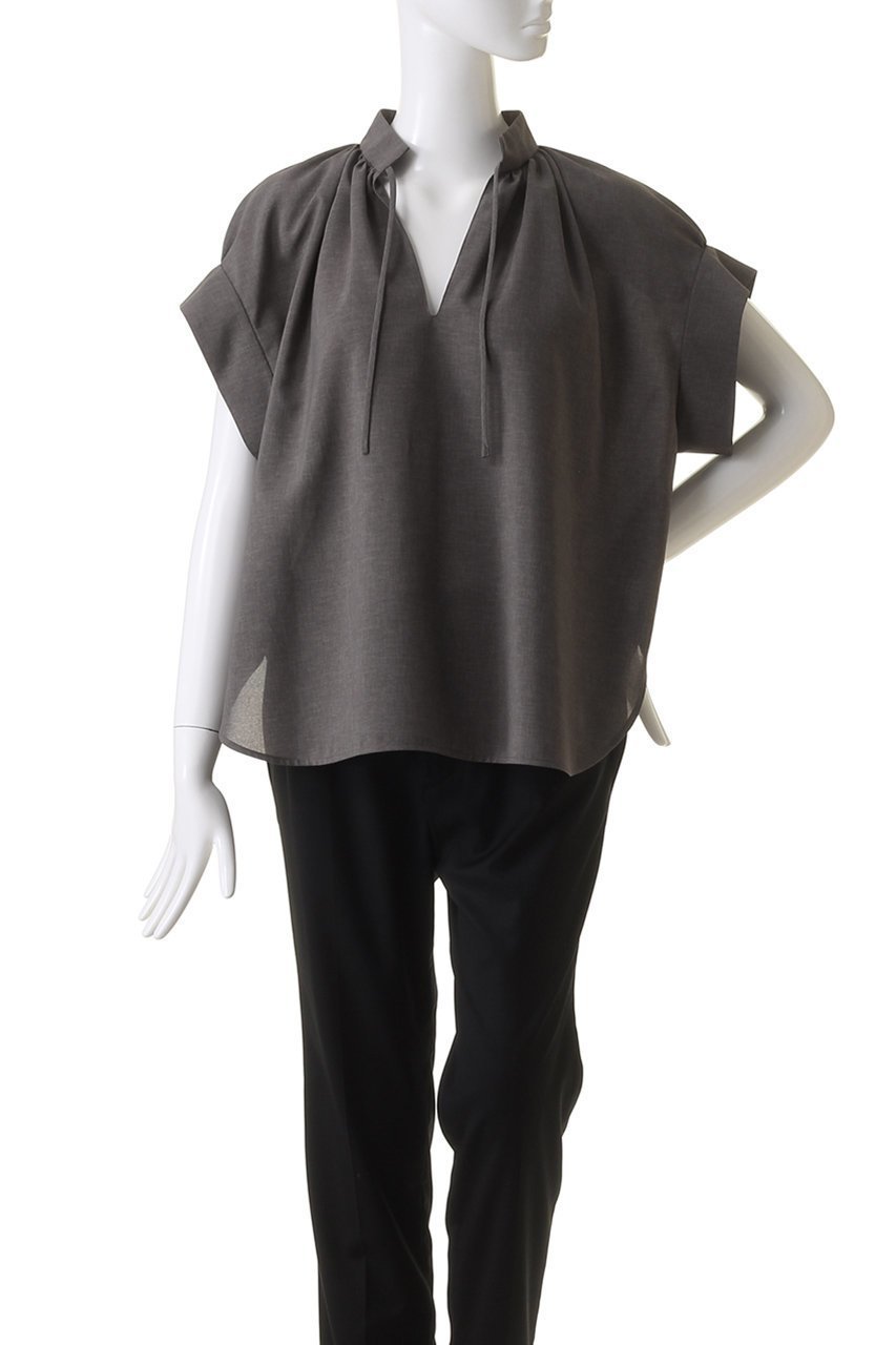 【ベイジ,/BEIGE,】のBATEAU(バトー)/ギャザーブラウス 人気、トレンドファッション・服の通販 founy(ファニー) 　ファッション　Fashion　レディースファッション　Fashion for Women　トップス・カットソー　Cut & Sew Tops　シャツ・ブラウス・オフィスカジュアル　Elegant Blouses & Button-Ups　おすすめ　Recommended / Our Picks　カフス　Cuff Design　ギャザー　Gathered, Ruffled　ショート　Short, Short Length　スタンド　Stand Collar, Upright Stand　スリット　Slit, Slit Detail　スリーブ　Sleeve, Long Sleeve / Short Sleeve　バランス　Balance, Style Balance　フォルム　Silhouette, Form　ミックス　Mix, Mixed Style　リボン　Ribbon, Bow　other-2|ID: prp329100004027115 ipo3291000000032904777