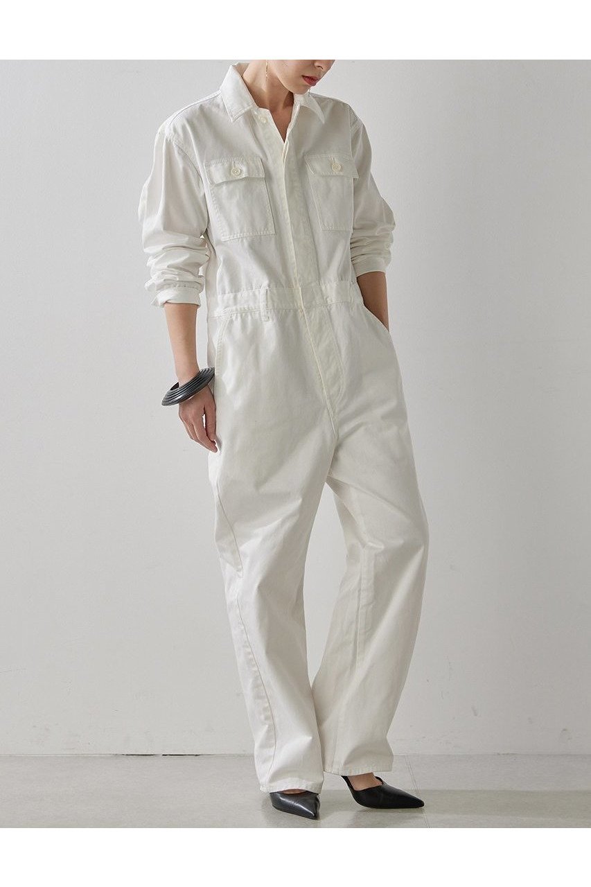 【ウィムガゼット/Whim Gazette】のツイルジャンプスーツ インテリア・キッズ・メンズ・レディースファッション・服の通販 founy(ファニー) 　ファッション　Fashion　レディースファッション　WOMEN　おすすめ　Recommend　シューズ　Shoes　スーツ　Suit　ツイル　Twill　フラップ　Flap　ベーシック　Basic　ポケット　Pocket　モチーフ　Motif　ユーズド　Used　ワーク　Work　オフホワイト|ID: prp329100004028041 ipo3291000000030695438