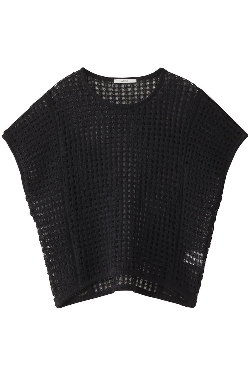 【アナイ/ANAYI】の和紙ビッグメッシュショートプルオーバー インテリア・キッズ・メンズ・レディースファッション・服の通販 founy(ファニー) 　ファッション　Fashion　レディースファッション　Fashion for Women　トップス・カットソー　Cut & Sew Tops　ニット　Knit Tops & Sweaters　カジュアルプルオーバー・ニットトップス　Pullovers & Knit Tops / Casual Pullovers　おすすめ　Recommended / Our Picks　ショート　Short, Short Length　メッシュ　Mesh, Net Fabric　モノトーン　Monotone, Black and White　再入荷　Restock / Back in Stock　ブラック|ID: prp329100004028061 ipo3291000000035054481