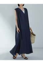 【プルミエ アロンディスモン/1er Arrondissement】のアセテートシアーリネンワンピース ネイビー|ID:prp329100004028066