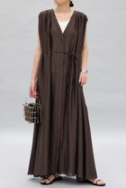 【プルミエ アロンディスモン/1er Arrondissement】のアセテートシアーリネンワンピース ブラウン【Web限定】|ID:prp329100004028066