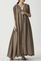 【プルミエ アロンディスモン/1er Arrondissement】のアセテートシアーリネンワンピース モカ|ID:prp329100004028066