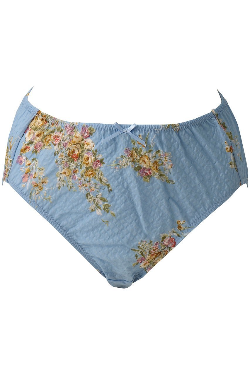 【イクコ/IKUKO】のリップル花柄プリント ショーツ インテリア・キッズ・メンズ・レディースファッション・服の通販 founy(ファニー) 　ファッション　Fashion　レディースファッション　Fashion for Women　下着・ランジェリー　Lingerie & Intimates　ショーツ・ランジェリー用ボトムス　Panties / Briefs / Lingerie Bottoms　アンティーク　Antique-Inspired　ショーツ　Shorts, Short Pants　プリント　Print, Printed Pattern　ランジェリー　Lingerie, Intimate Wear　リボン　Ribbon, Bow　ブルー|ID: prp329100004029398 ipo3291000000035400692