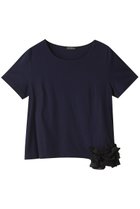【イクコ/IKUKO】のクール強撚フライス サイドフリルTシャツ 人気、トレンドファッション・服の通販 founy(ファニー) ファッション Fashion レディースファッション Fashion for Women トップス・カットソー Cut & Sew Tops シャツ・ブラウス・オフィスカジュアル Elegant Blouses & Button-Ups ロングTシャツ・Tシャツ Longline T-Shirts & Tees カットソー・ベーシックTシャツ Cut-and-Sewn Tops / Stretch Tees & Basics クール Cool, Chic ショート Short, Short Length シンプル Simple, Minimal スリーブ Sleeve, Long Sleeve / Short Sleeve フリル Frill, Ruffle 夏 Summer thumbnail ネイビー|ID: prp329100004029401 ipo3291000000032920932