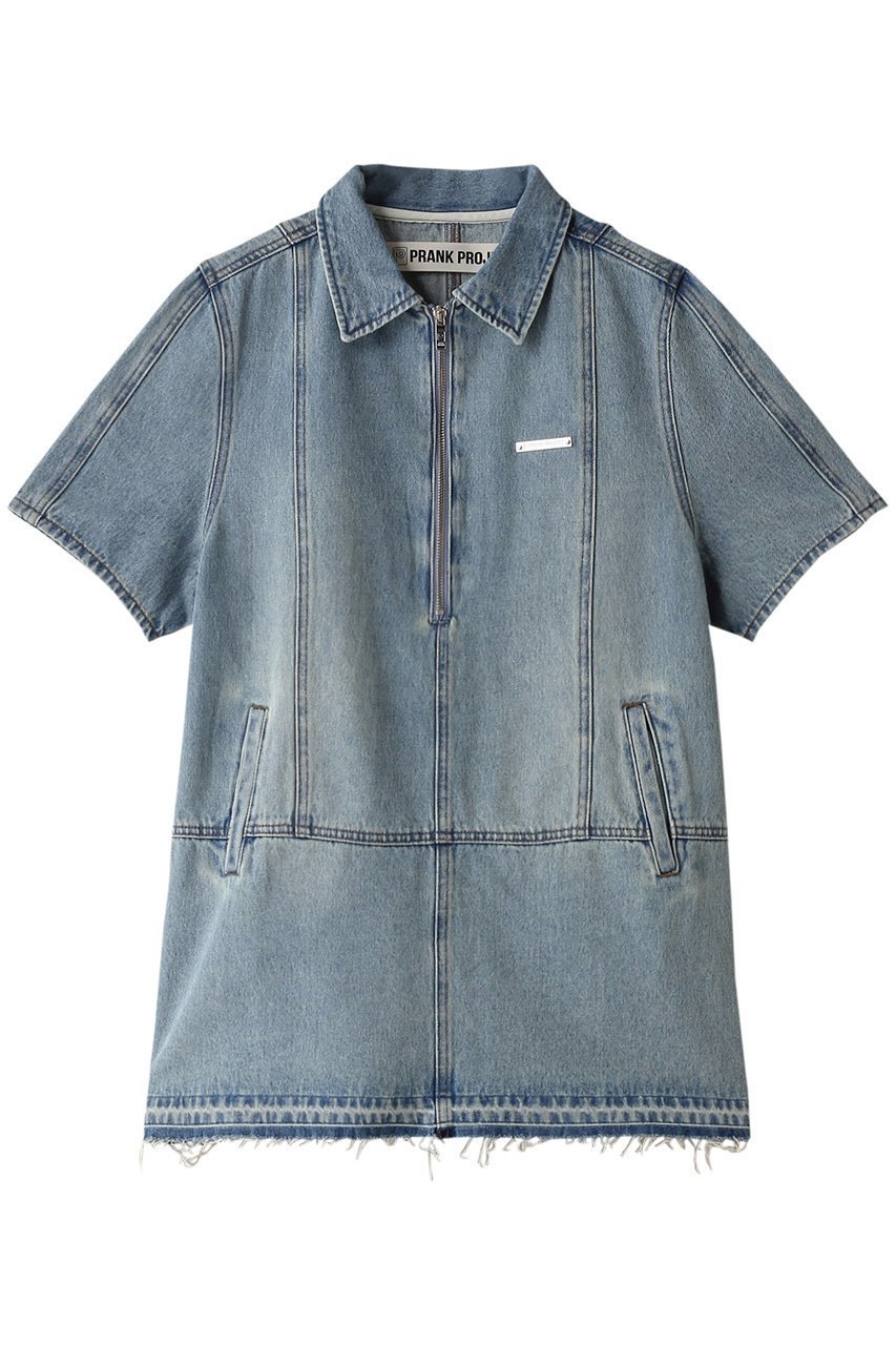 【プランク プロジェクト/PRANK PROJECT】のデニムジップチュニック インテリア・キッズ・メンズ・レディースファッション・服の通販 founy(ファニー) 　ファッション　Fashion　レディースファッション　Fashion for Women　ワンピース　Dresses　チュニック　Tunic Tops & Dresses　インナー　Innerwear　シンプル　Simple, Minimal　スリーブ　Sleeve, Long Sleeve / Short Sleeve　チュニック　Tunic, Long Top　デニム　Denim, Jeans Material　ハーフ　Half, Half-Length　BLU(ブルー)|ID: prp329100004031175 ipo3291000000036029223