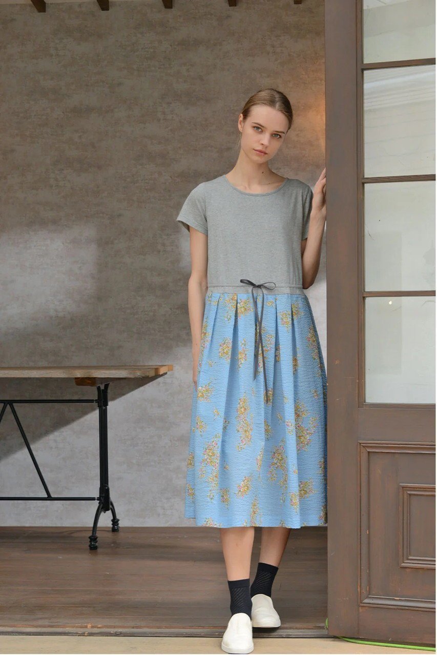 【イクコ/IKUKO】のソフト天竺&リップル花柄プリント ルームワンピース 人気、トレンドファッション・服の通販 founy(ファニー) 　ファッション　Fashion　レディースファッション　WOMEN　ワンピース　Dress　お家時間・ステイホーム　Home Time/Stay Home　ショート　Short　スリーブ　Sleeve　パジャマ　Pajamas　プリント　Print　other-6|ID: prp329100004031771 ipo3291000000031434861