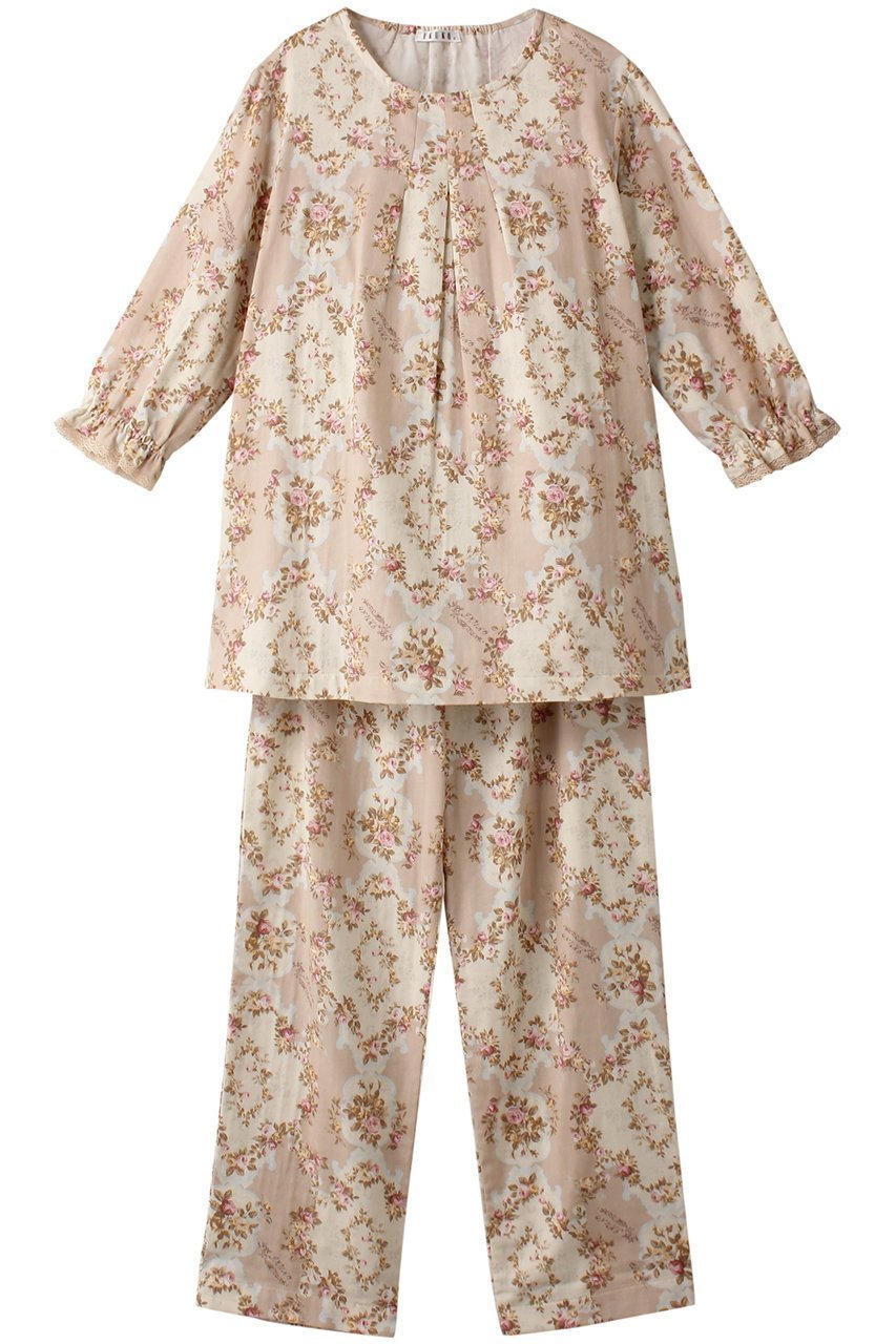 【イクコ/IKUKO】のダブルガーゼ花柄プリント 七分袖パジャマ 人気、トレンドファッション・服の通販 founy(ファニー) 　ファッション　Fashion　レディースファッション　Fashion for Women　トップス・カットソー　Cut & Sew Tops　花柄・フラワープリント・モチーフ　Floral Prints & Motifs / Flower Pattern Tops　アンティーク　Antique-Inspired　ダブル　Double, Double-Breasted　パジャマ　Pajamas, Sleepwear　フラワー　Flower, Floral　フロント　Front, Front Design　プリント　Print, Printed Pattern　吸水　Absorbent, Quick-Dry　 other-1|ID: prp329100004031772 ipo3291000000032835003