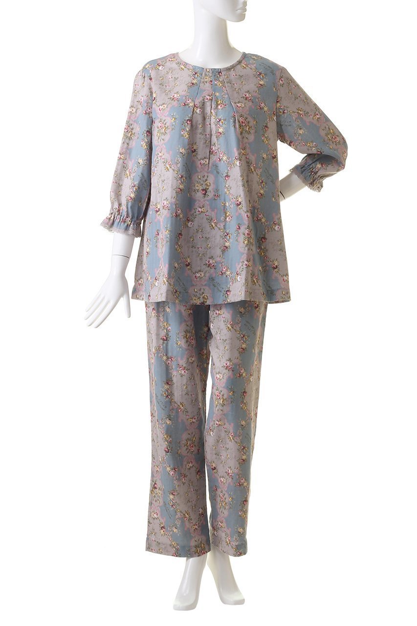 【イクコ/IKUKO】のダブルガーゼ花柄プリント 七分袖パジャマ 人気、トレンドファッション・服の通販 founy(ファニー) 　ファッション　Fashion　レディースファッション　Fashion for Women　トップス・カットソー　Cut & Sew Tops　花柄・フラワープリント・モチーフ　Floral Prints & Motifs / Flower Pattern Tops　アンティーク　Antique-Inspired　ダブル　Double, Double-Breasted　パジャマ　Pajamas, Sleepwear　フラワー　Flower, Floral　フロント　Front, Front Design　プリント　Print, Printed Pattern　吸水　Absorbent, Quick-Dry　other-2|ID: prp329100004031772 ipo3291000000032835007
