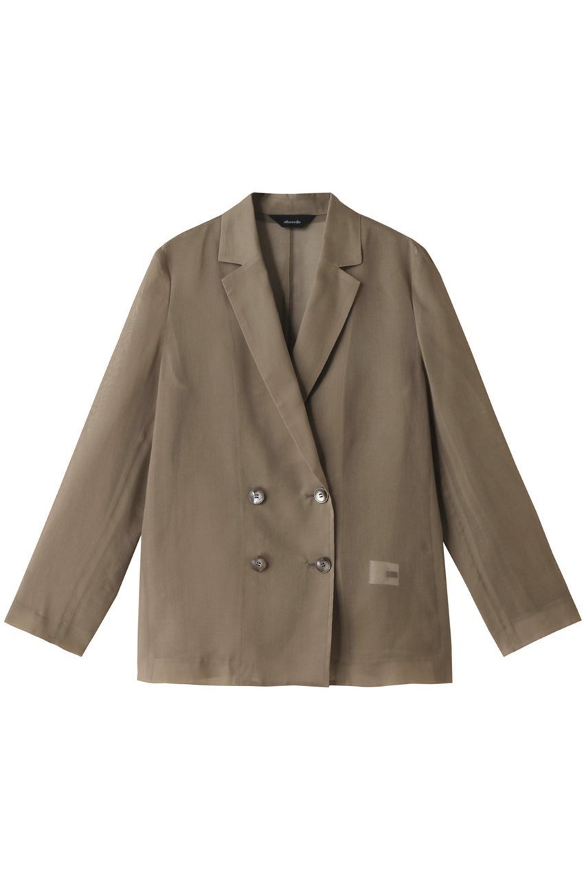 【アルアバイル/allureville】のシアーオーガンジージャケット インテリア・キッズ・メンズ・レディースファッション・服の通販 founy(ファニー) 　ファッション　Fashion　レディースファッション　Fashion for Women　アウター　Coat / Outerwear Collection　レディースジャケット・軽アウター　Jackets　シアー　Sheer, See-Through　ジャケット　Jacket, Outerwear　ダブル　Double, Double-Breasted　トレンド　Trend, Trending Now　マニッシュ　Mannish, Boyish　ブラウン|ID: prp329100004033405 ipo3291000000035655016