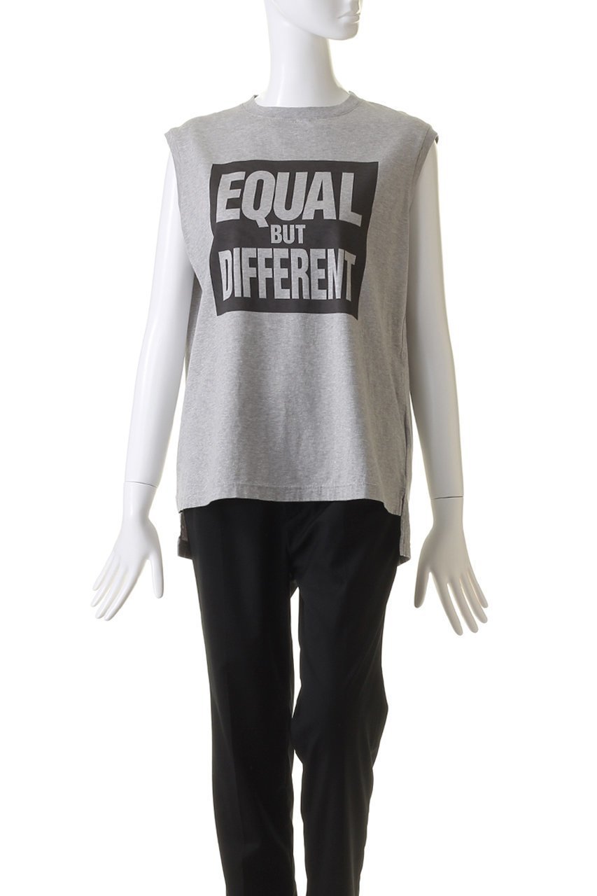 【サードマガジン/THIRD MAGAZINE】の【別注】KATHARINE HAMNETT×TM×mikomori EQUAL BUT DIFERENT SLOGAN ノースリーブTシャツ 人気、トレンドファッション・服の通販 founy(ファニー) 　ファッション　Fashion　レディースファッション　Fashion for Women　トップス・カットソー　Cut & Sew Tops　キャミソール&ノースリーブ　Camisoles & Sleeveless Tops　シャツ・ブラウス・オフィスカジュアル　Elegant Blouses & Button-Ups　ロングTシャツ・Tシャツ　Longline T-Shirts & Tees　カットソー・ベーシックTシャツ　Cut-and-Sewn Tops / Stretch Tees & Basics　キャミソール　Camisole, Spaghetti Strap Top　タンク　Tank Top, Sleeveless Top　ノースリーブ　Sleeveless, No-Sleeve　ビンテージ　Vintage, Retro Style　モチーフ　Motif, Design Theme　別注　Limited Edition, Custom Order　other-2|ID: prp329100004034611 ipo3291000000035892433