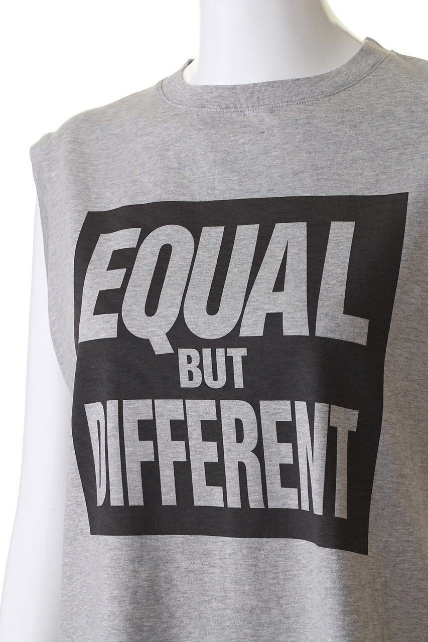 【サードマガジン/THIRD MAGAZINE】の【別注】KATHARINE HAMNETT×TM×mikomori EQUAL BUT DIFERENT SLOGAN ノースリーブTシャツ 人気、トレンドファッション・服の通販 founy(ファニー) 　ファッション　Fashion　レディースファッション　Fashion for Women　トップス・カットソー　Cut & Sew Tops　キャミソール&ノースリーブ　Camisoles & Sleeveless Tops　シャツ・ブラウス・オフィスカジュアル　Elegant Blouses & Button-Ups　ロングTシャツ・Tシャツ　Longline T-Shirts & Tees　カットソー・ベーシックTシャツ　Cut-and-Sewn Tops / Stretch Tees & Basics　キャミソール　Camisole, Spaghetti Strap Top　タンク　Tank Top, Sleeveless Top　ノースリーブ　Sleeveless, No-Sleeve　ビンテージ　Vintage, Retro Style　モチーフ　Motif, Design Theme　別注　Limited Edition, Custom Order　other-5|ID: prp329100004034611 ipo3291000000035892436