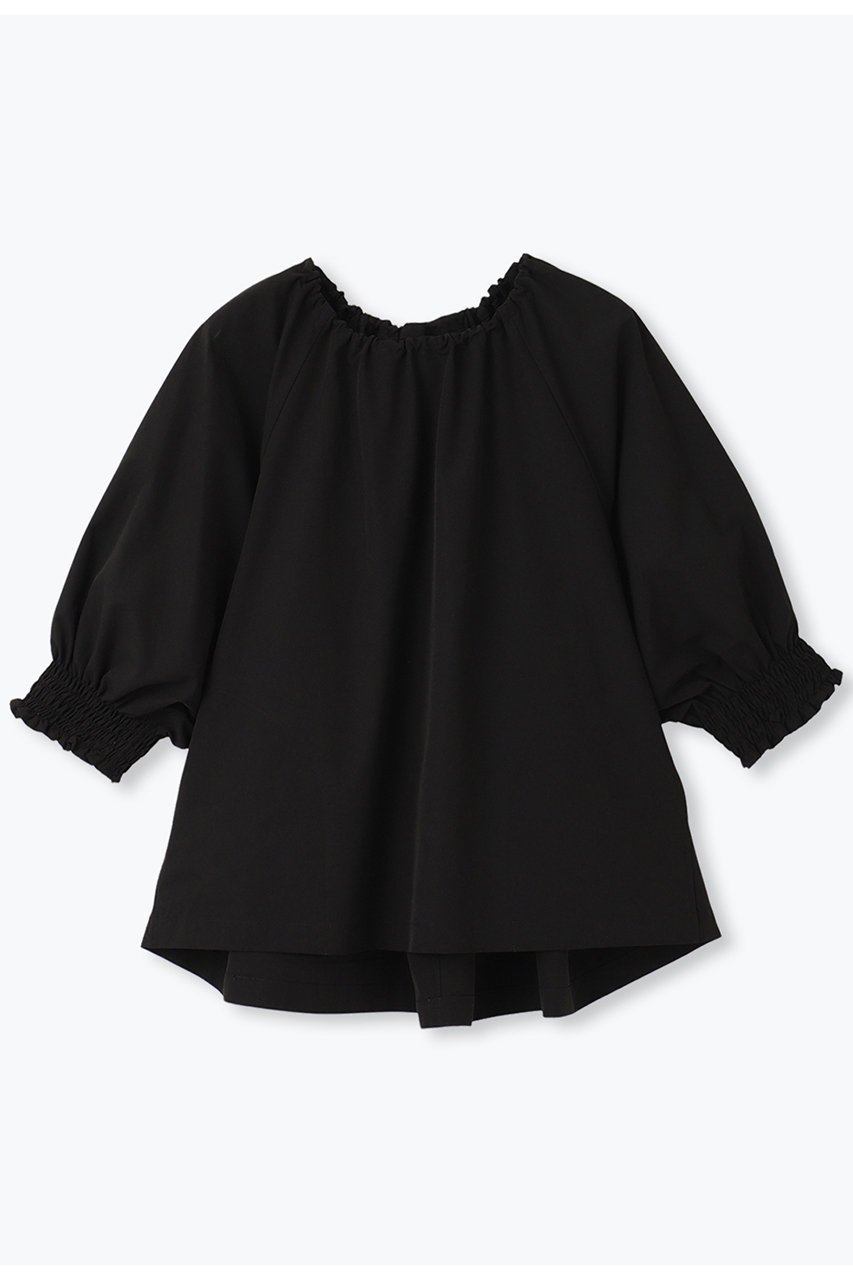 【レリル/lelill】のアジャスタブルフレアブラウス インテリア・キッズ・メンズ・レディースファッション・服の通販 founy(ファニー) 　ファッション　Fashion　レディースファッション　Fashion for Women　トップス・カットソー　Cut & Sew Tops　シャツ・ブラウス・オフィスカジュアル　Elegant Blouses & Button-Ups　アクセサリー　Fashion Accessories　シャーリング　Shirring, Ruched　スリーブ　Sleeve, Long Sleeve / Short Sleeve　タフタ　Taffeta, Structured Fabric　ロング　Long, Long-Length　夏　Summer　ブラック|ID: prp329100004035667 ipo3291000000032915874