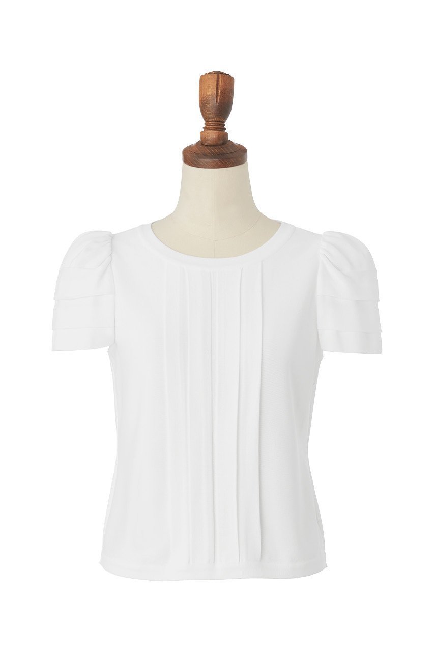 【デイジーリン/DAISY LIN】のKnit Top “Millefeuille Puff” インテリア・キッズ・メンズ・レディースファッション・服の通販 founy(ファニー) 　ファッション　Fashion　レディースファッション　Ladies' Fashion Online　トップス・カットソー　Tops/Tshirt　ニット　Knit Tops　シャツ/ブラウス　Shirts/Blouses　ロング / Tシャツ　T-Shirts　カットソー　Cut and Sewn　ウォッシャブル　Washable　ショート　Short　ストレッチ　Stretch　スリーブ　Sleeve　チュール　Tulle　ベーシック　Basic　再入荷　Restock/Back In Stock/Re Arrival　夏　Summer　ホワイト|ID: prp329100004039079 ipo3291000000032649250