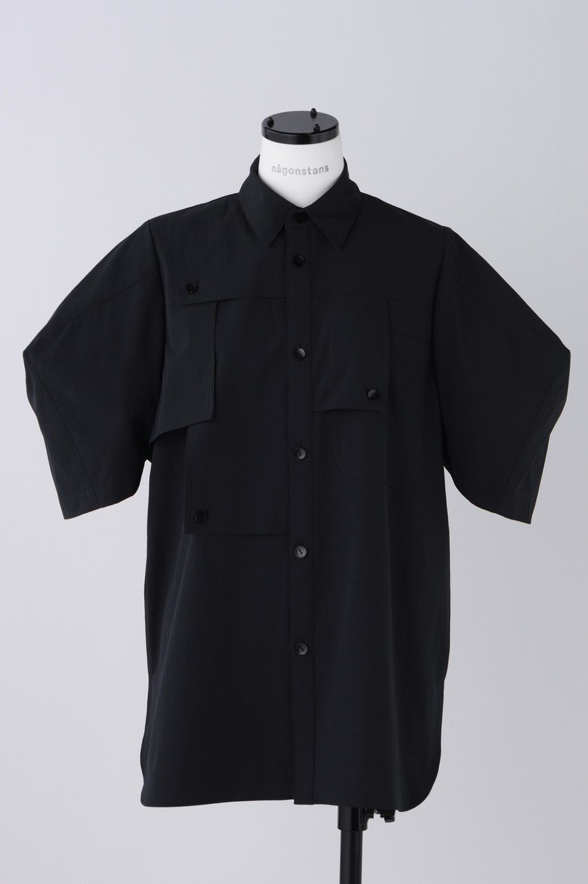 【ナゴンスタンス/nagonstans】のソフトタイプライター 3/4 Sleeve SH/シャツ インテリア・キッズ・メンズ・レディースファッション・服の通販 founy(ファニー) 　ファッション　Fashion　レディースファッション　Fashion for Women　トップス・カットソー　Cut & Sew Tops　シャツ・ブラウス・オフィスカジュアル　Elegant Blouses & Button-Ups　アシンメトリー　Asymmetrical Style　シンプル　Simple, Minimal　スリーブ　Sleeve, Long Sleeve / Short Sleeve　タイプライター　Typewriter Fabric, Crisp Cotton　フロント　Front, Front Design　ロング　Long, Long-Length　Black|ID: prp329100004039974 ipo3291000000032905326